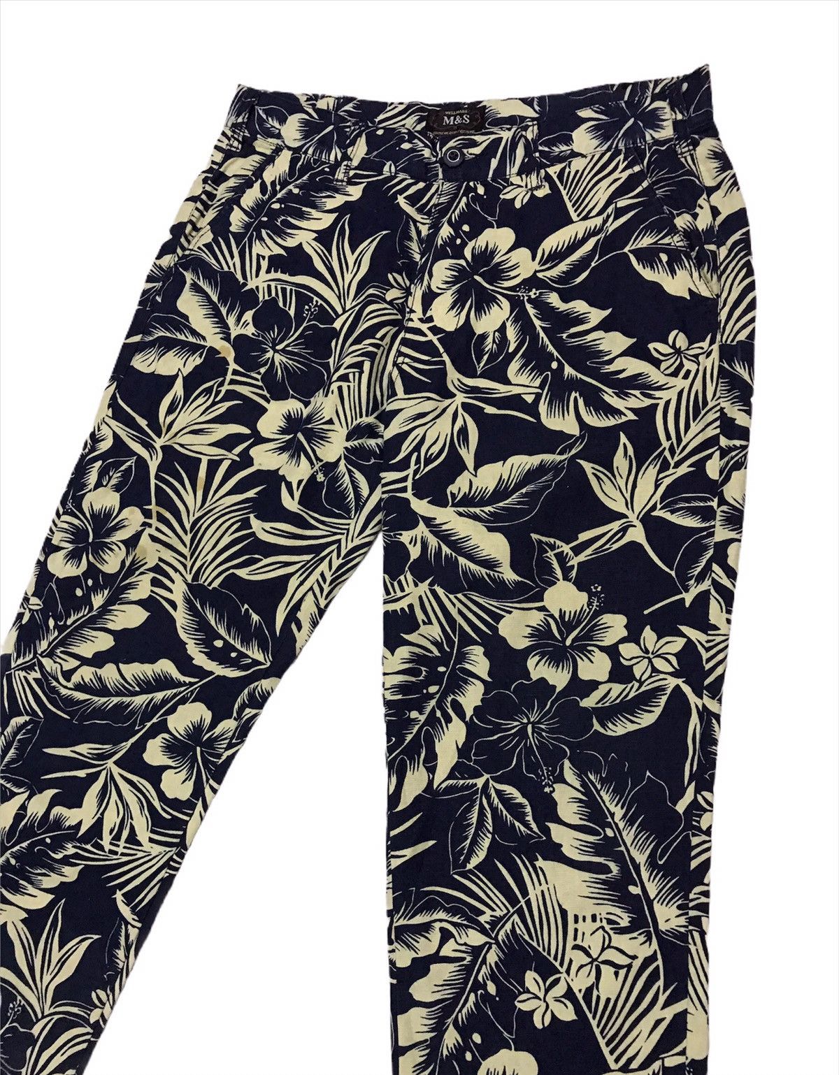Designer Wellmade M&S Fullprinted Hawaii Motif Linen / Cotton Pants Size US 33 - 2 Thumbnail