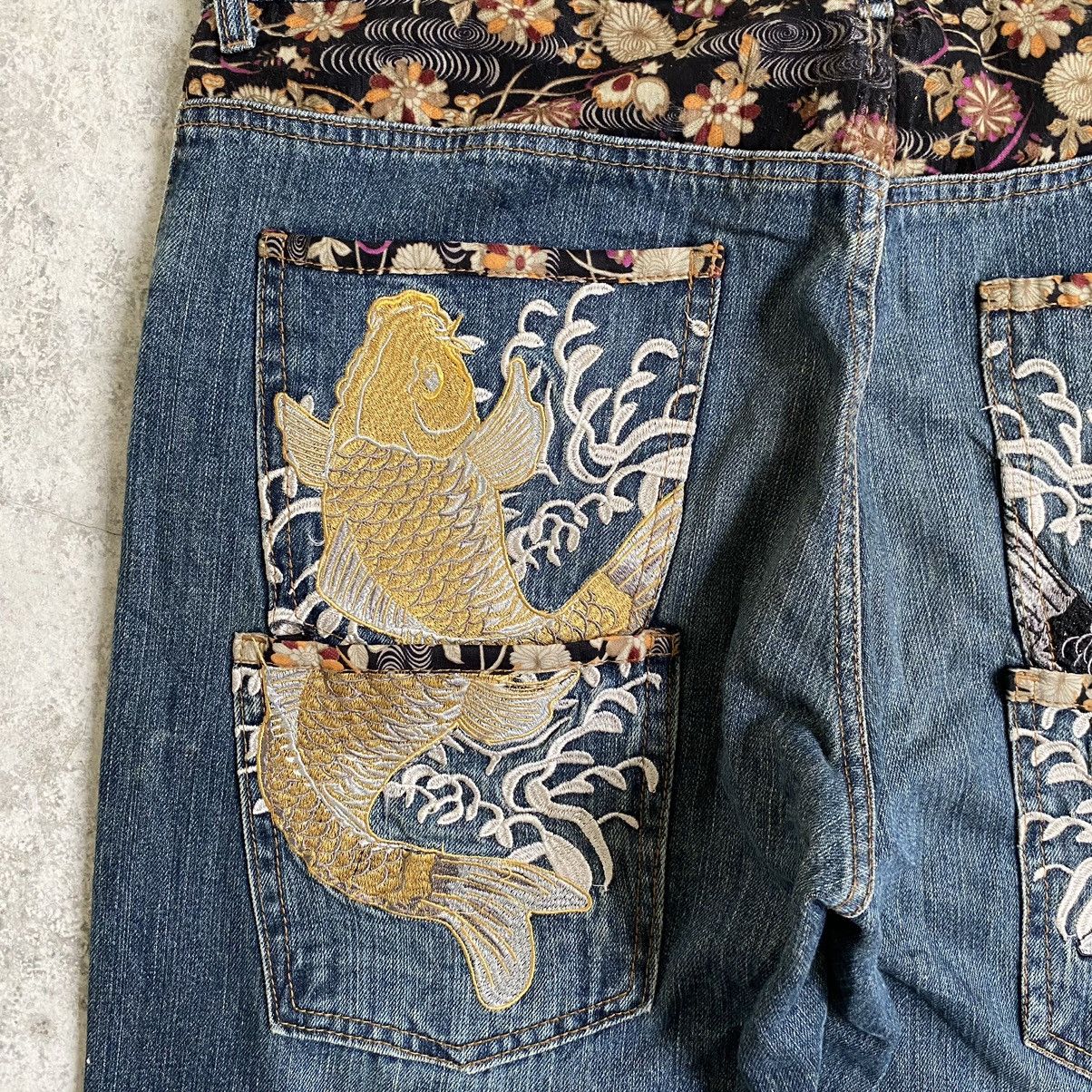 Japanese Brand Karakuri Tamashii Style Memory Special Fish Sukajan Jeans Size US 36 / EU 52 - 3 Thumbnail