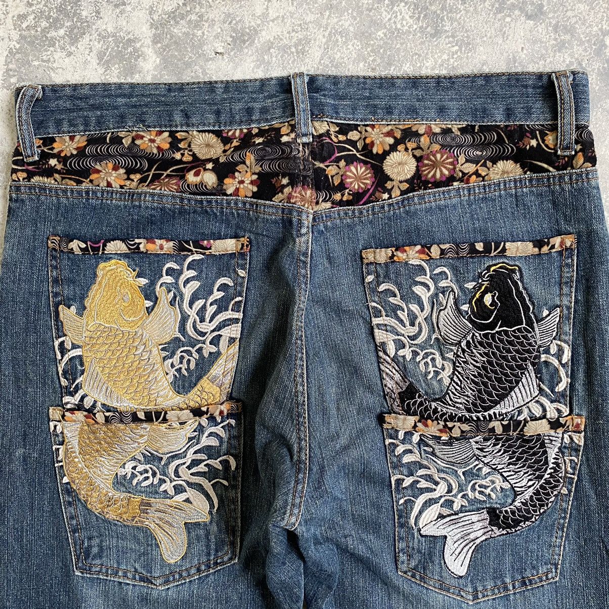 Japanese Brand Karakuri Tamashii Style Memory Special Fish Sukajan Jeans Size US 36 / EU 52 - 21 Thumbnail