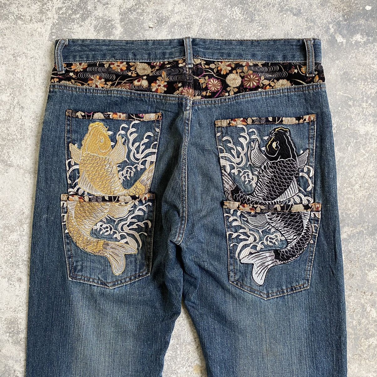 Japanese Brand Karakuri Tamashii Style Memory Special Fish Sukajan Jeans Size US 36 / EU 52 - 11 Thumbnail