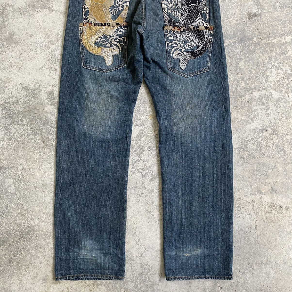 Japanese Brand Karakuri Tamashii Style Memory Special Fish Sukajan Jeans Size US 36 / EU 52 - 16 Thumbnail