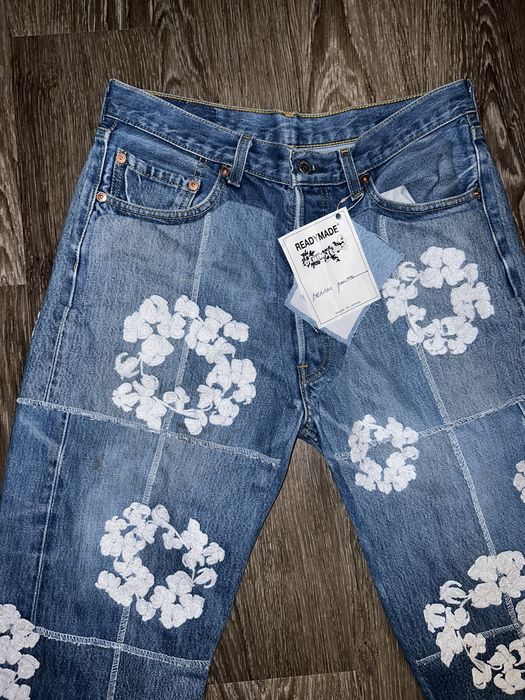 READYMADE Denim Tears x Ready Made Cotton Wreath Embroidered Jeans