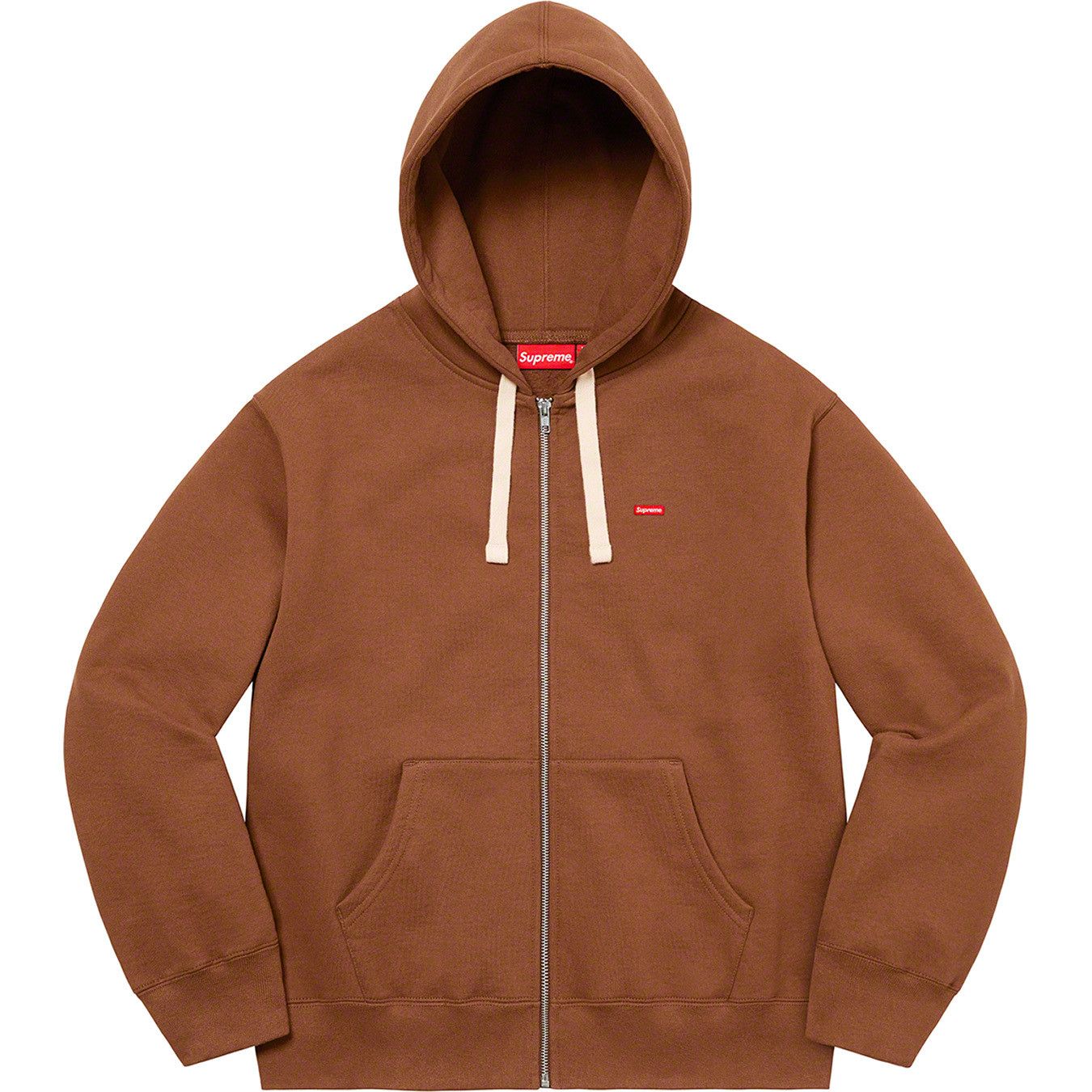 image of Supreme Small Box Drawcord Zipup Hooded Sweatshirt (Brown) S, Men's