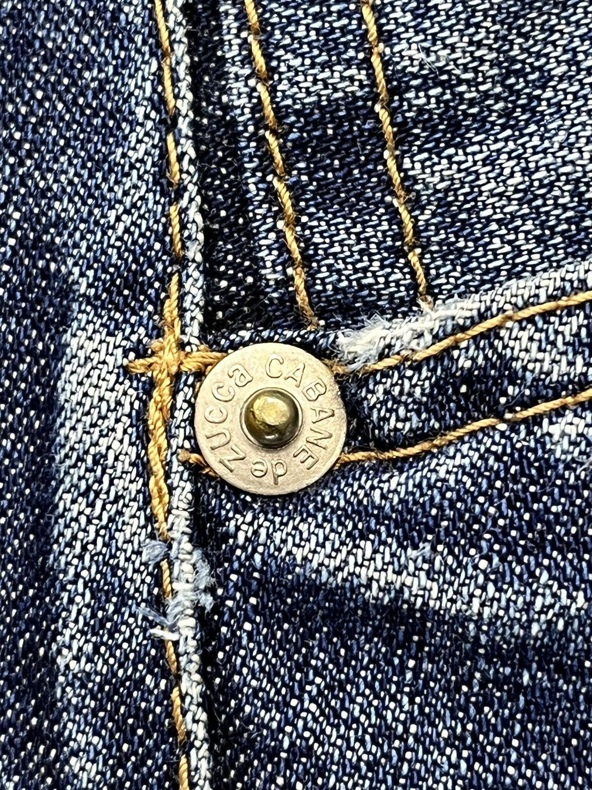 CABANE de ZUCCa 🔥 CABANE DE ZUCCA A-Net Buttonfly Distressed Selvedge Denim Size US 31 - 12 Thumbnail