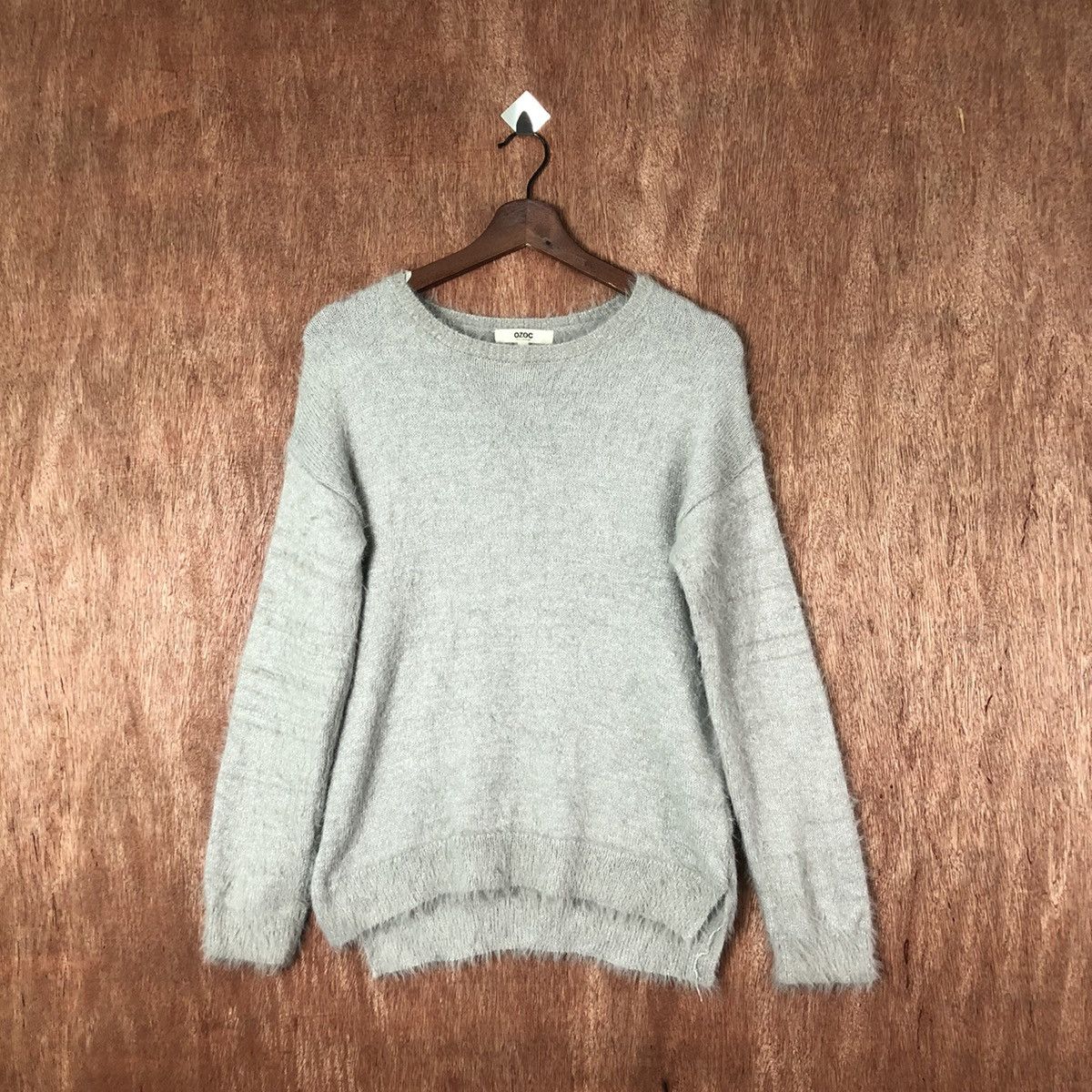image of Homespun Knitwear x Vintage Ozoc Grey Shag Shaggy Fur Mohair Knitwear 6593, Men's (Size Medium)