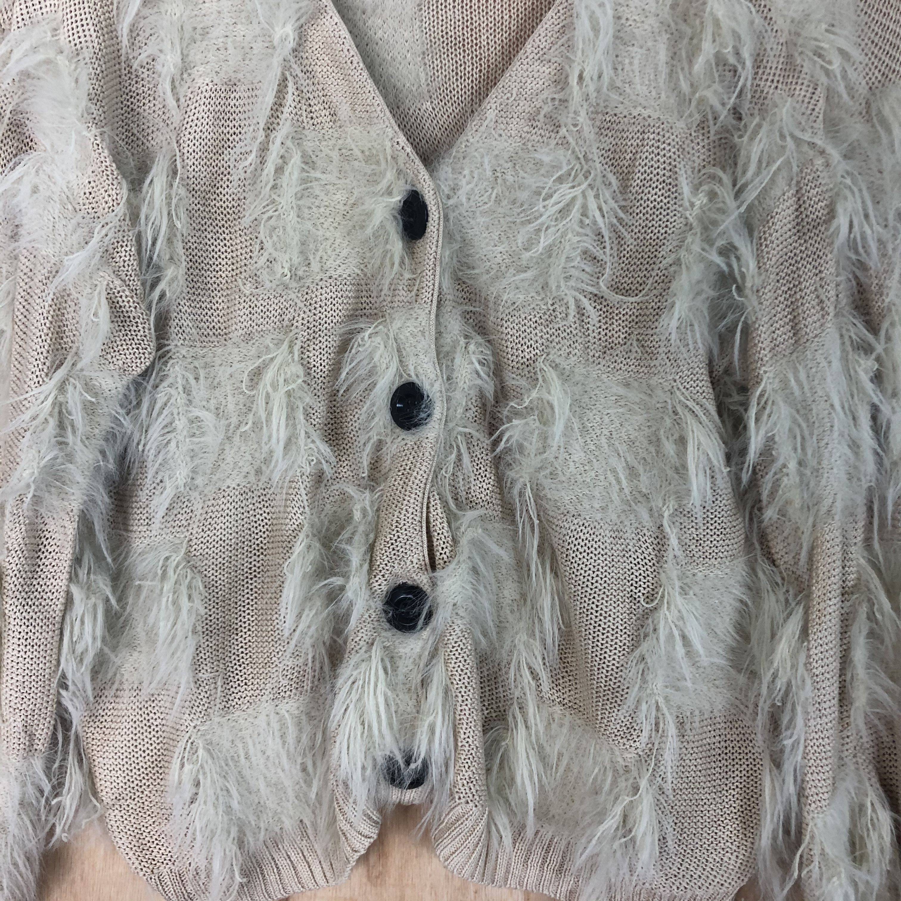 Aran Isles Knitwear DLL Japan Mohair shag shaggy Peach Baggy Cardigan #c020 Size US M / EU 48-50 / 2 - 9 Thumbnail