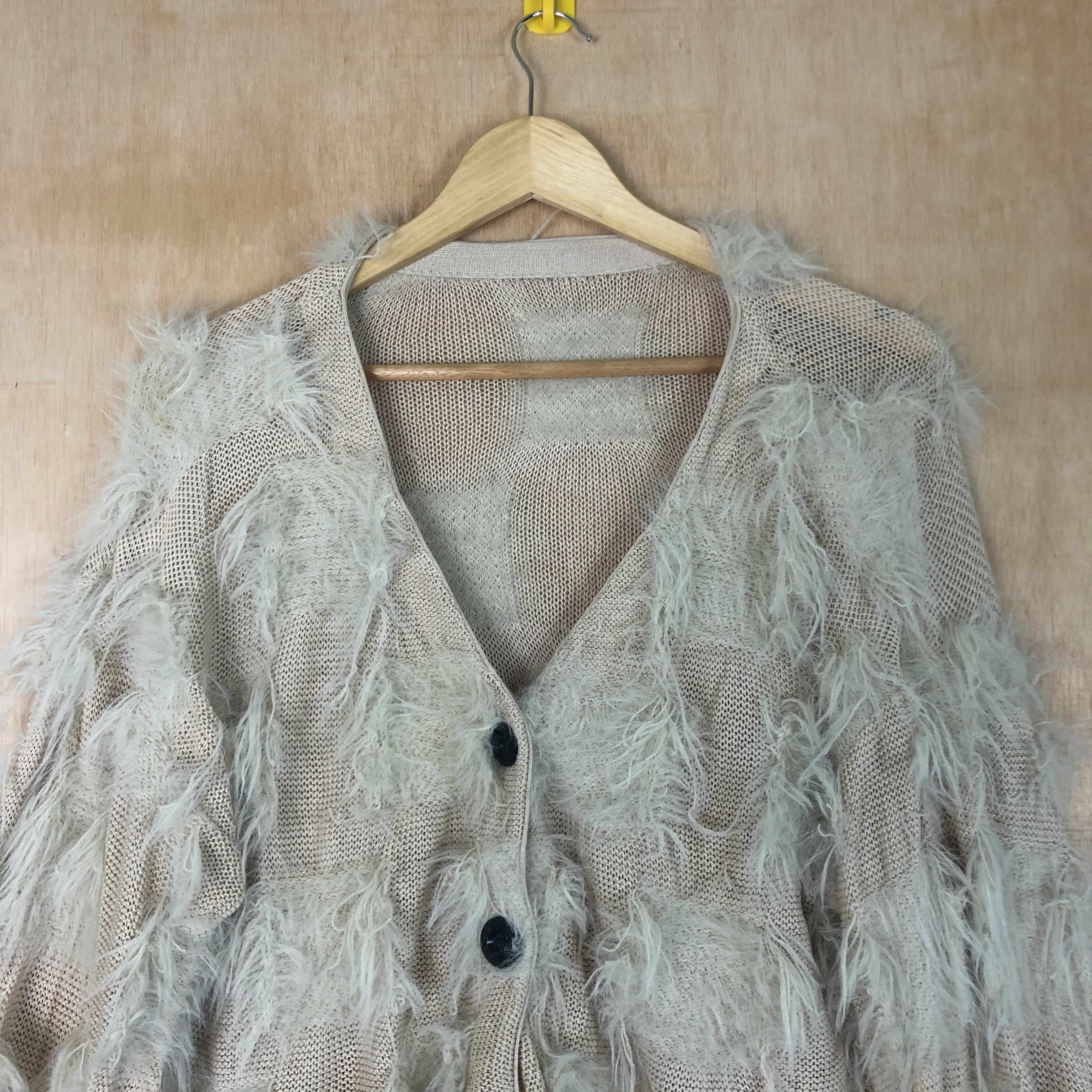 Aran Isles Knitwear DLL Japan Mohair shag shaggy Peach Baggy Cardigan #c020 Size US M / EU 48-50 / 2 - 2 Thumbnail