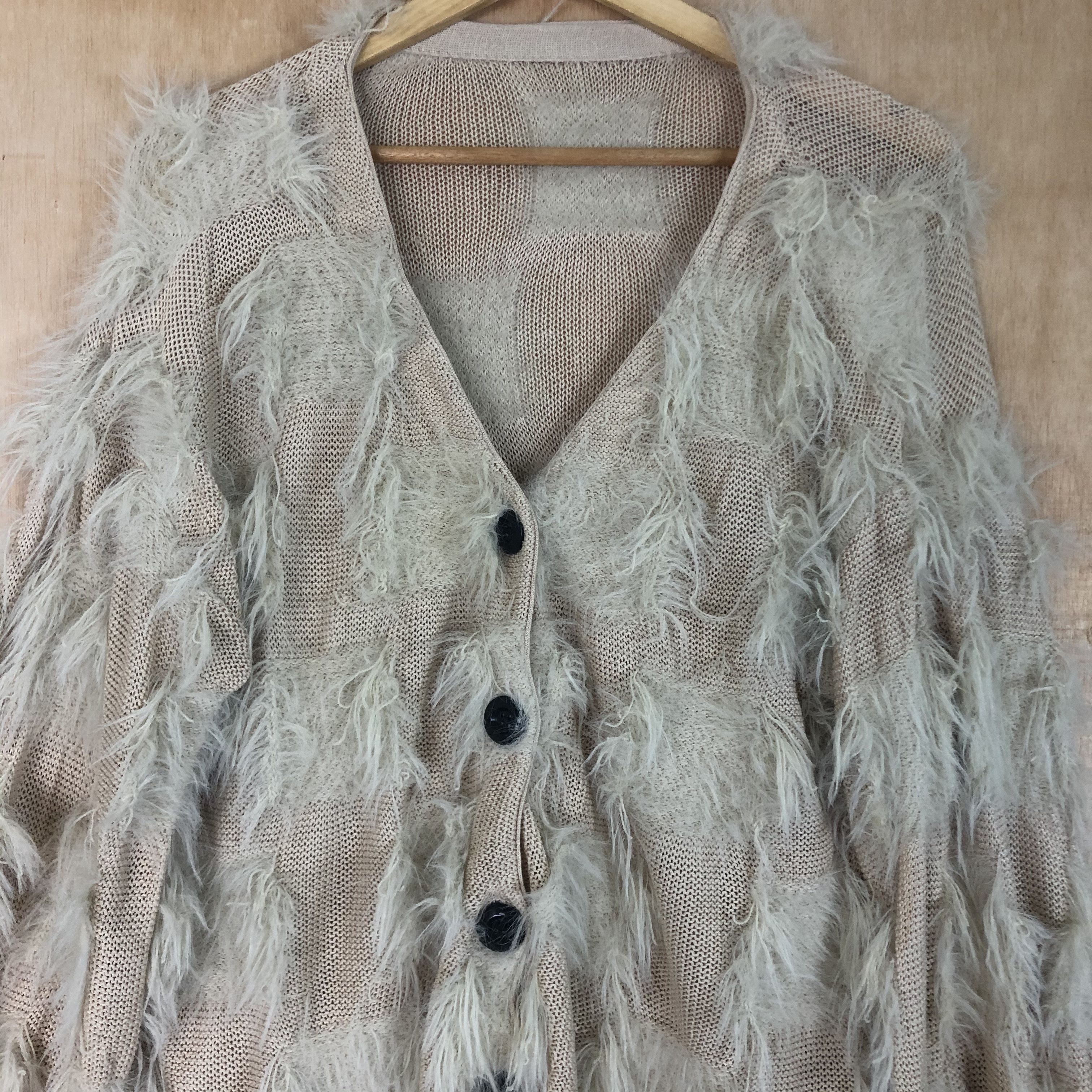 Aran Isles Knitwear DLL Japan Mohair shag shaggy Peach Baggy Cardigan #c020 Size US M / EU 48-50 / 2 - 8 Thumbnail