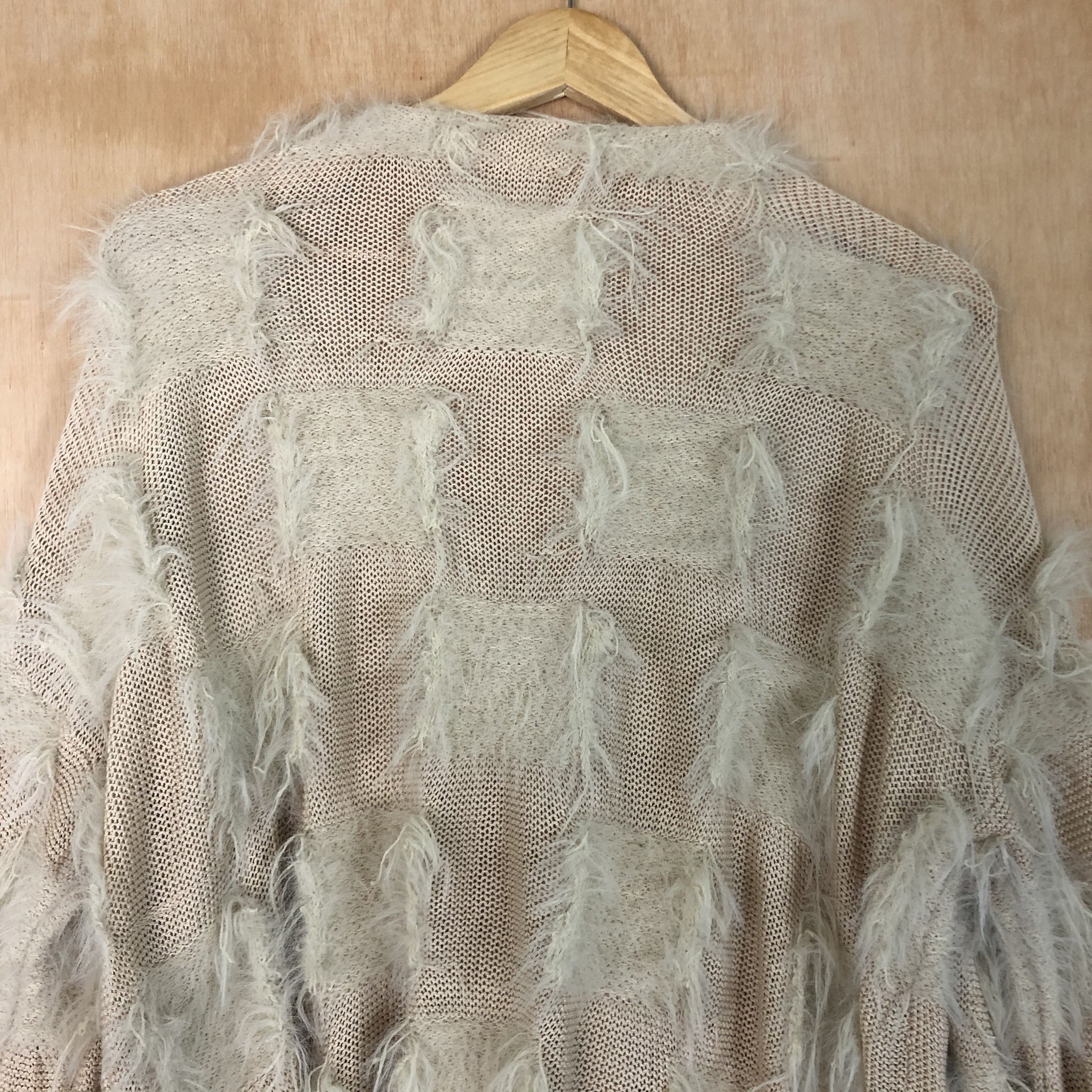 Aran Isles Knitwear DLL Japan Mohair shag shaggy Peach Baggy Cardigan #c020 Size US M / EU 48-50 / 2 - 12 Thumbnail