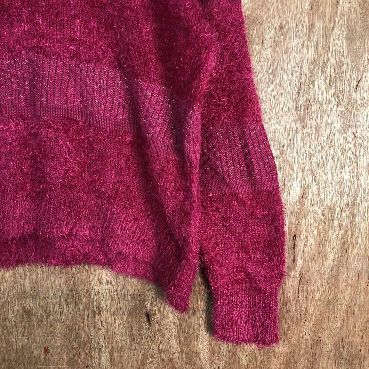 Japanese Brand Vanilla Studio Pink Shag Shaggy Fur Mohair Knitwear #6484DL Size US XL / EU 56 / 4 - 5 Thumbnail