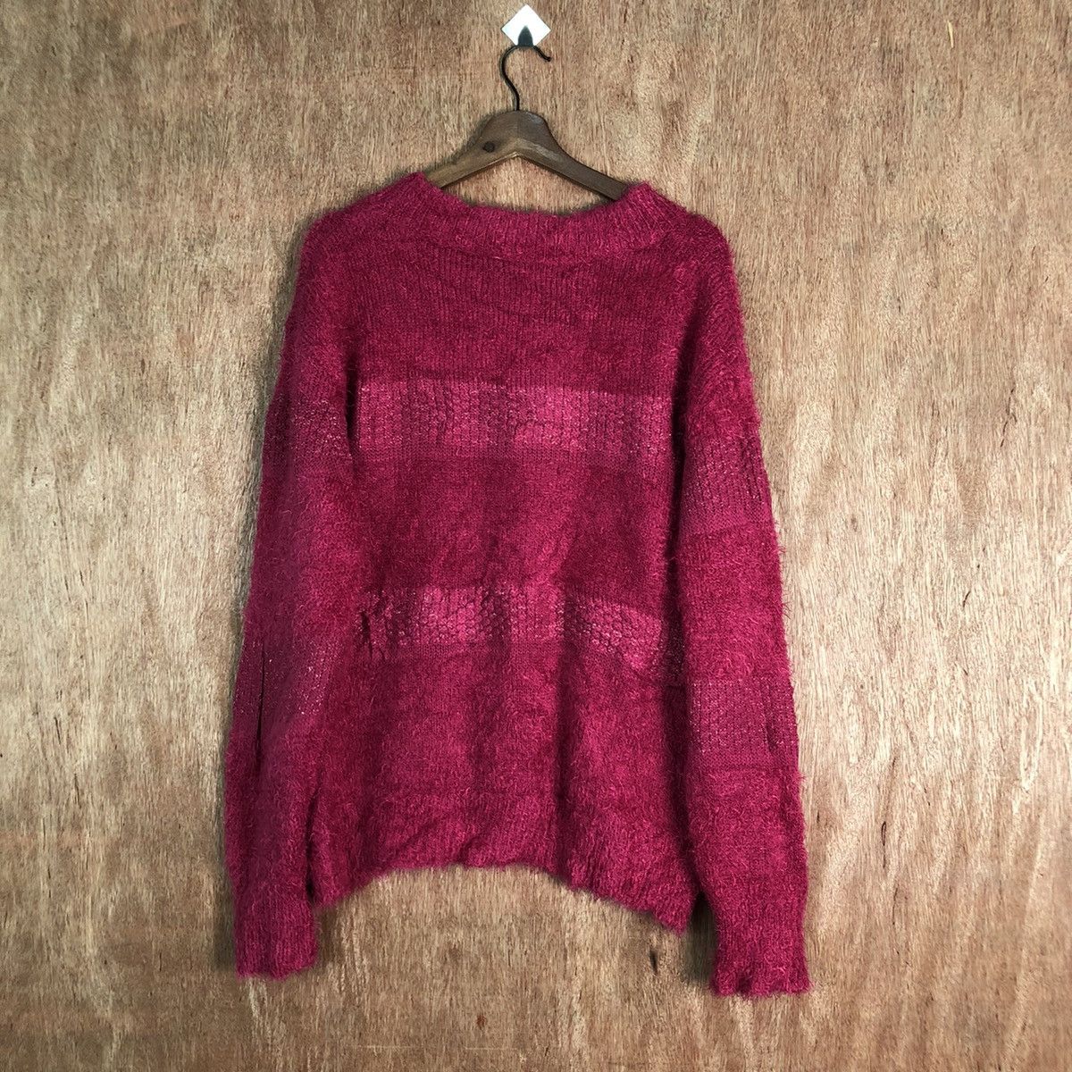 Japanese Brand Vanilla Studio Pink Shag Shaggy Fur Mohair Knitwear #6484DL Size US XL / EU 56 / 4 - 9 Thumbnail