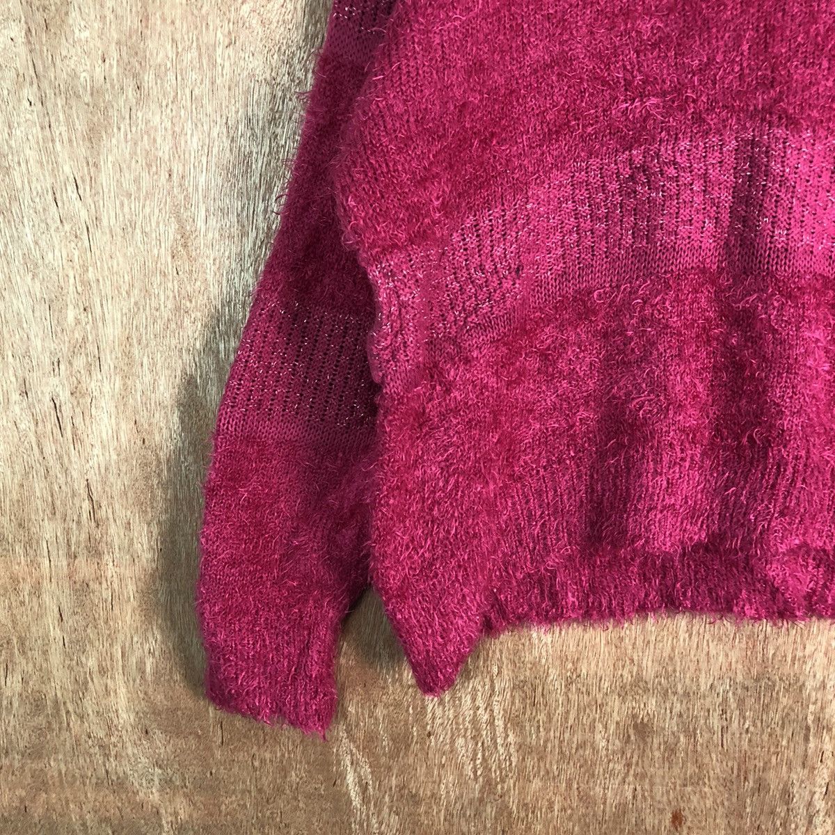 Japanese Brand Vanilla Studio Pink Shag Shaggy Fur Mohair Knitwear #6484DL Size US XL / EU 56 / 4 - 4 Thumbnail