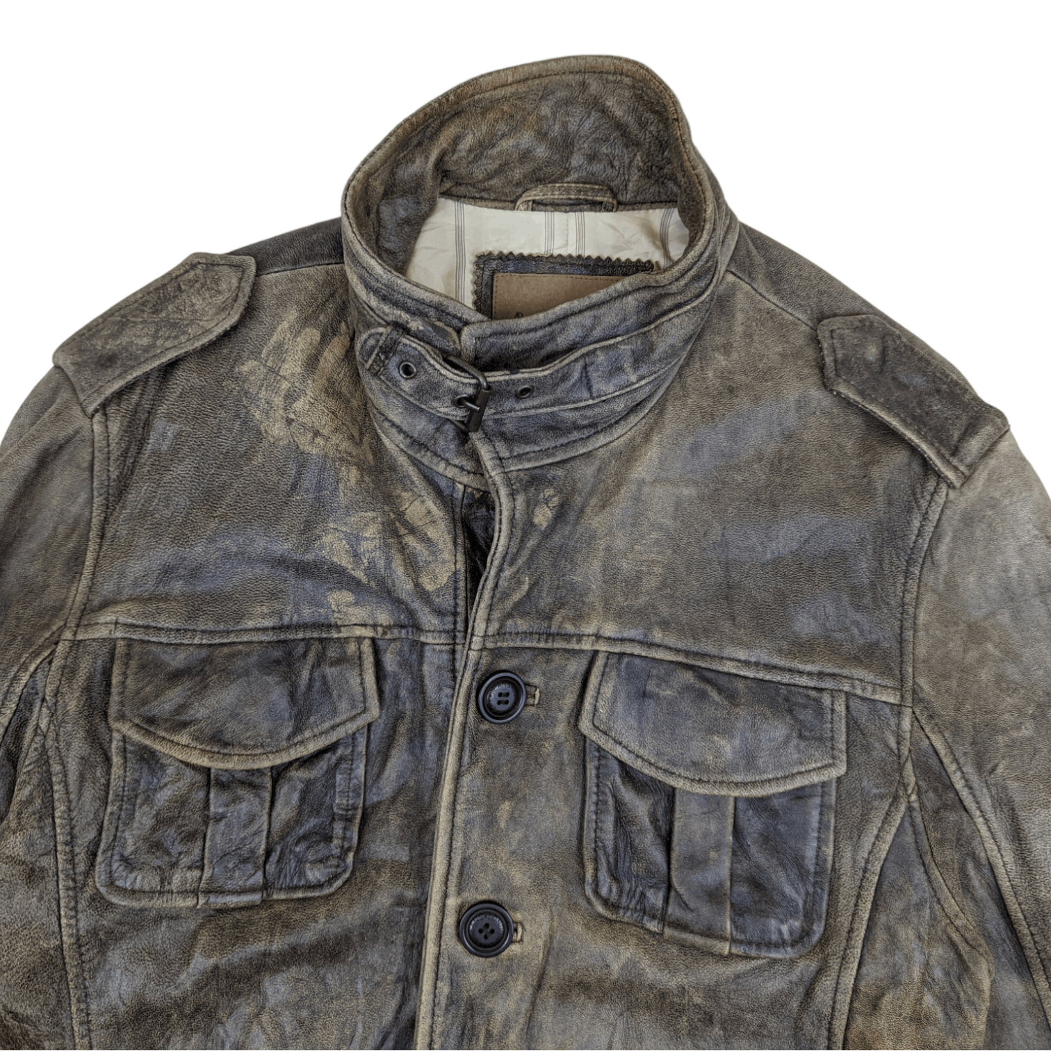 Pepe Jeans Japan PEPE JEANS Multipocket Military Style Leather Jacket Size US M / EU 48-50 / 2 - 4 Thumbnail