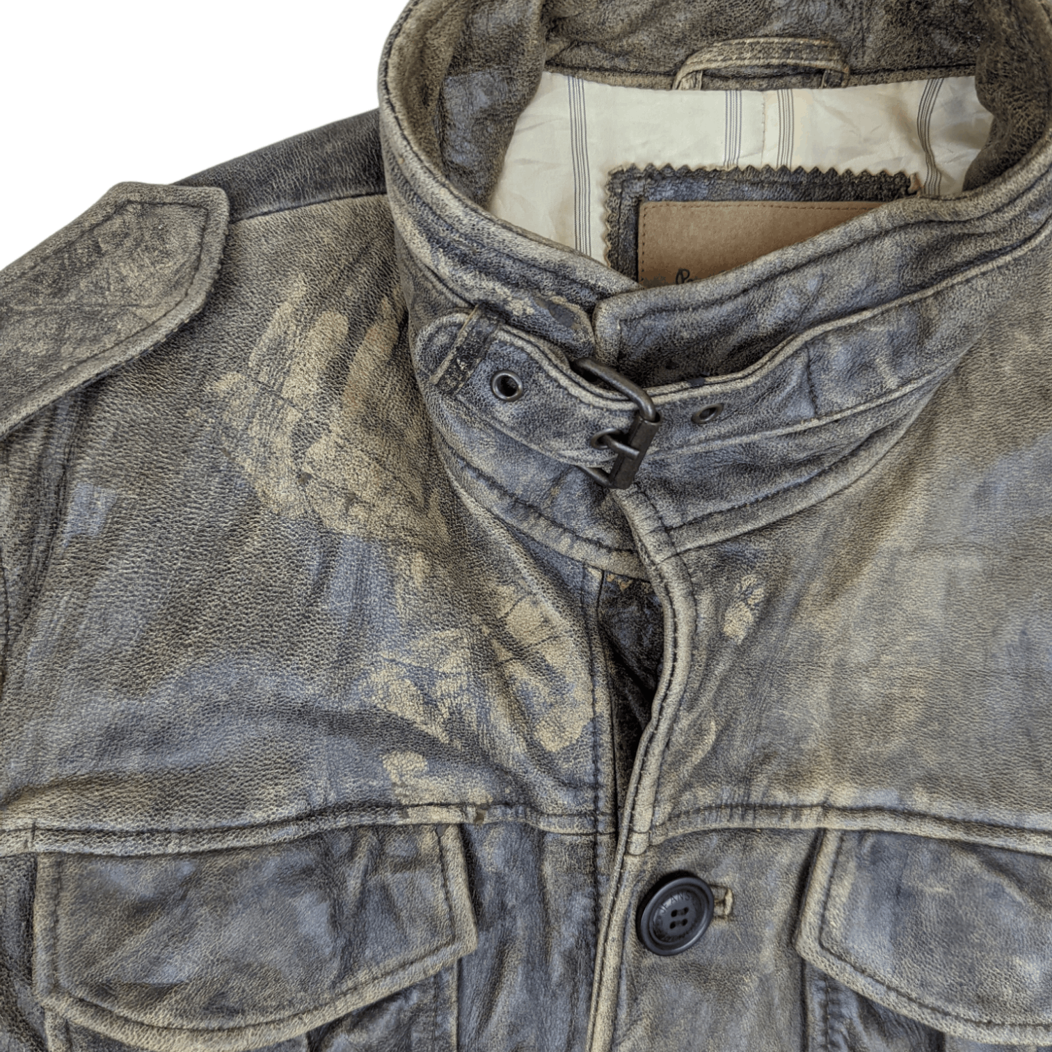 Pepe Jeans Japan PEPE JEANS Multipocket Military Style Leather Jacket Size US M / EU 48-50 / 2 - 9 Thumbnail