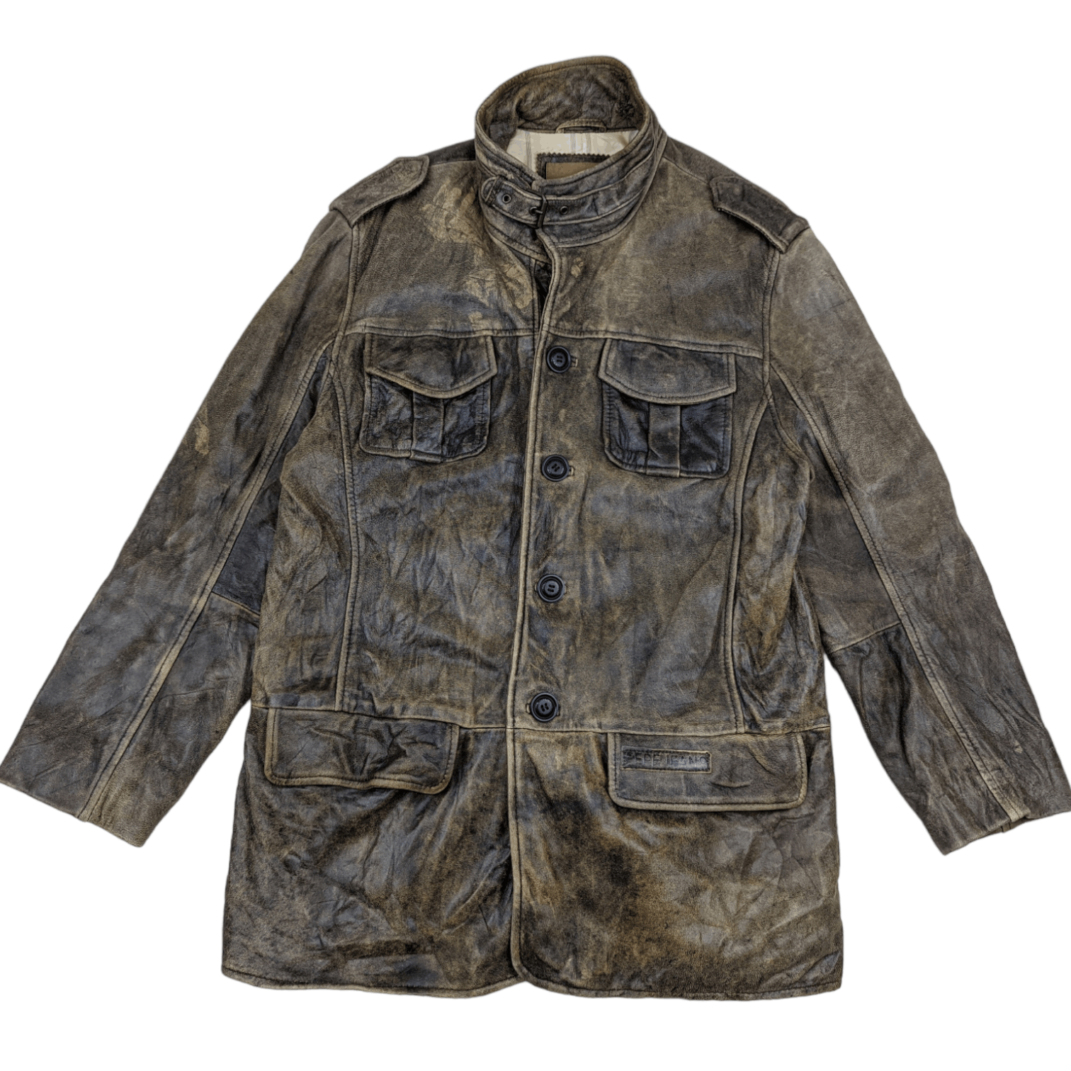 Pepe Jeans Japan PEPE JEANS Multipocket Military Style Leather Jacket Size US M / EU 48-50 / 2 - 2 Thumbnail