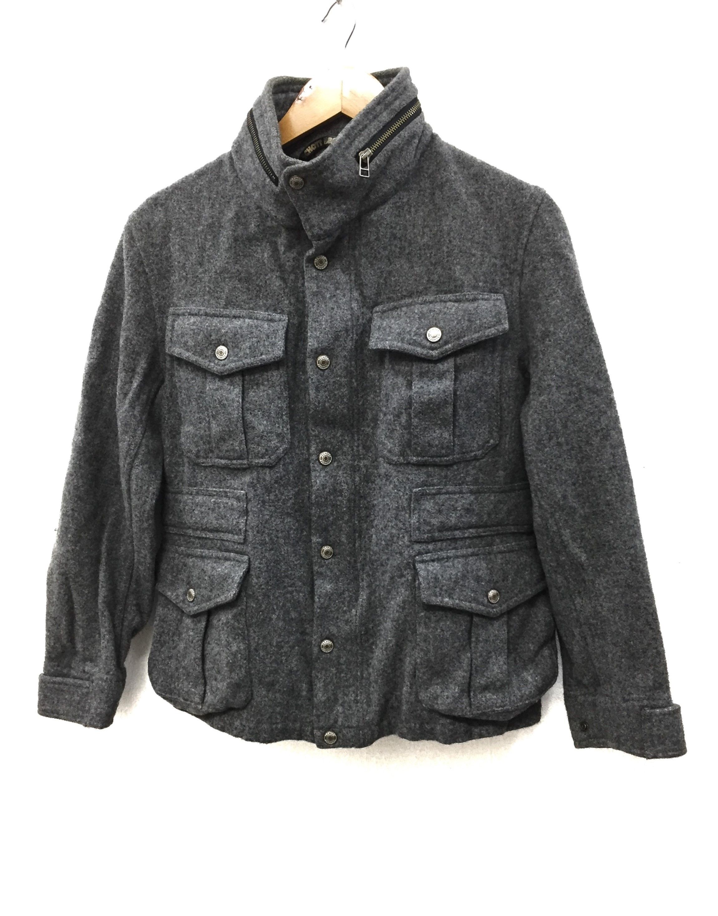 image of Ss08 Victim X Schott Nyc Melton M-65 Wool Jacket in Grey, Men's (Size XS)