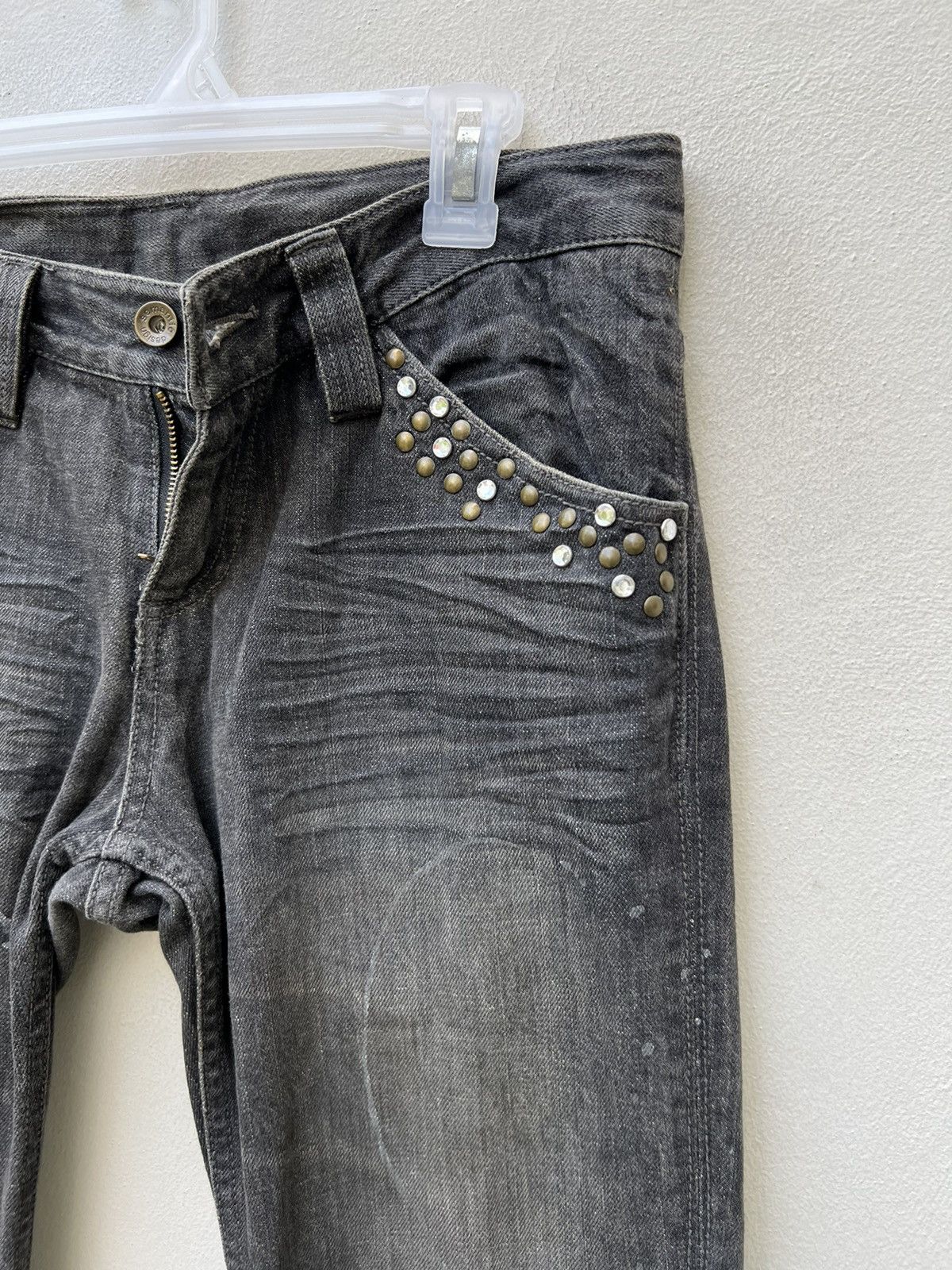Vintage Flare Semantic Design Japan Faded Black Denim Beaded Jeans Size US 30 / EU 46 - 11 Thumbnail
