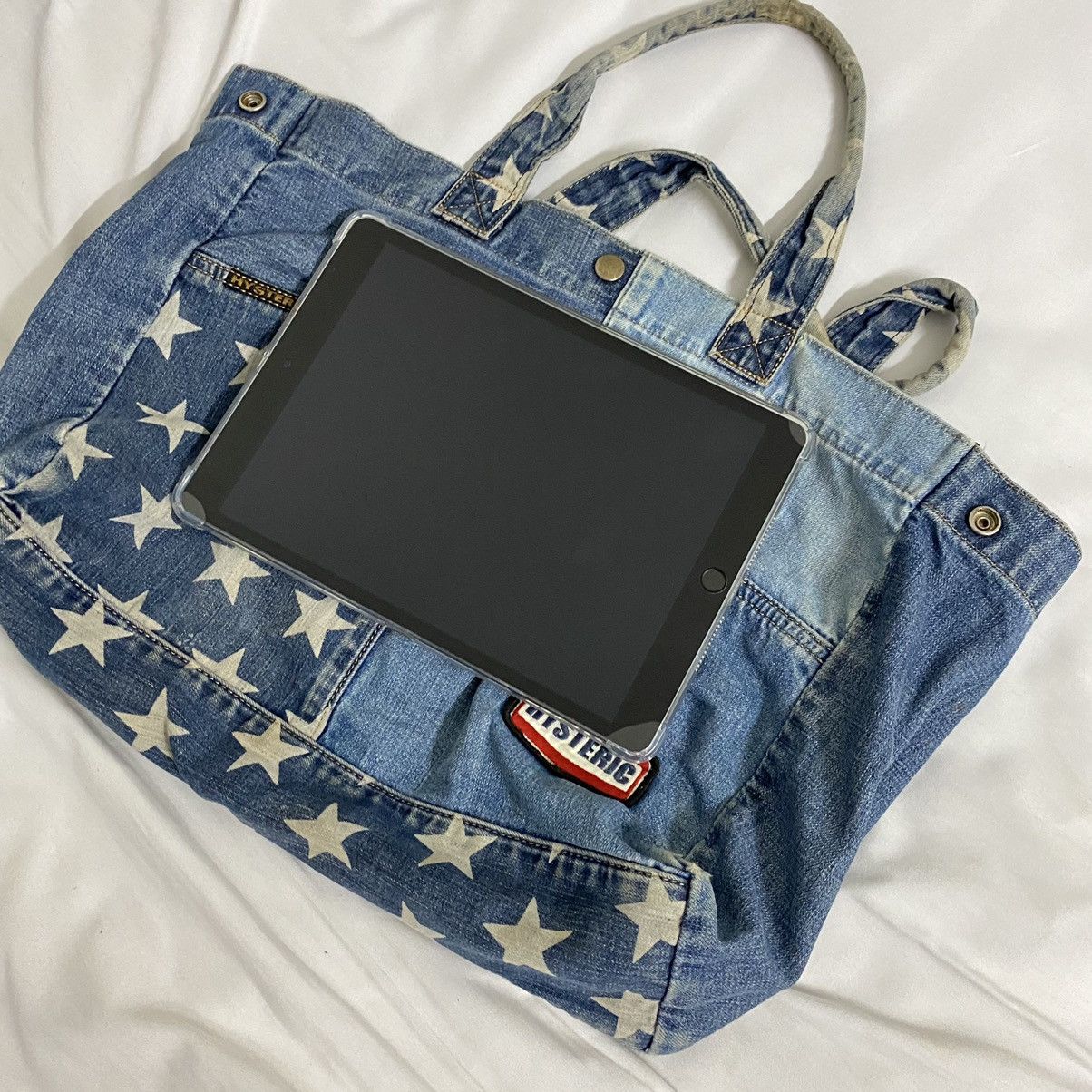 Hysteric Glamour × Japanese Brand Hysteric Glamour Reconstructed Denim Small Tote Bag Size ONE SIZE - 17 Thumbnail