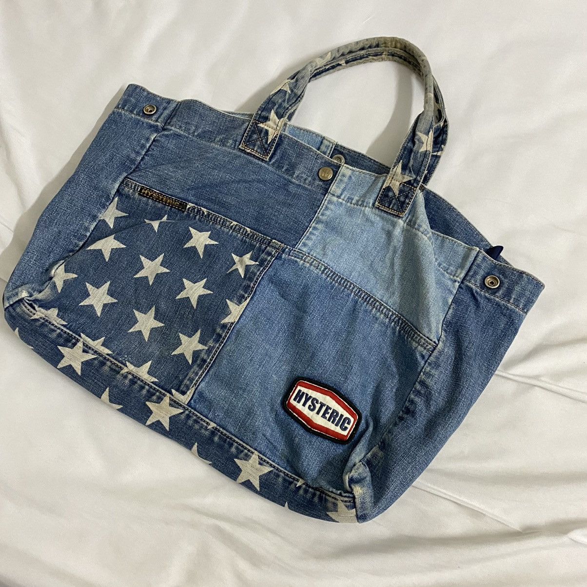 Hysteric Glamour × Japanese Brand Hysteric Glamour Reconstructed Denim Small Tote Bag Size ONE SIZE - 14 Thumbnail