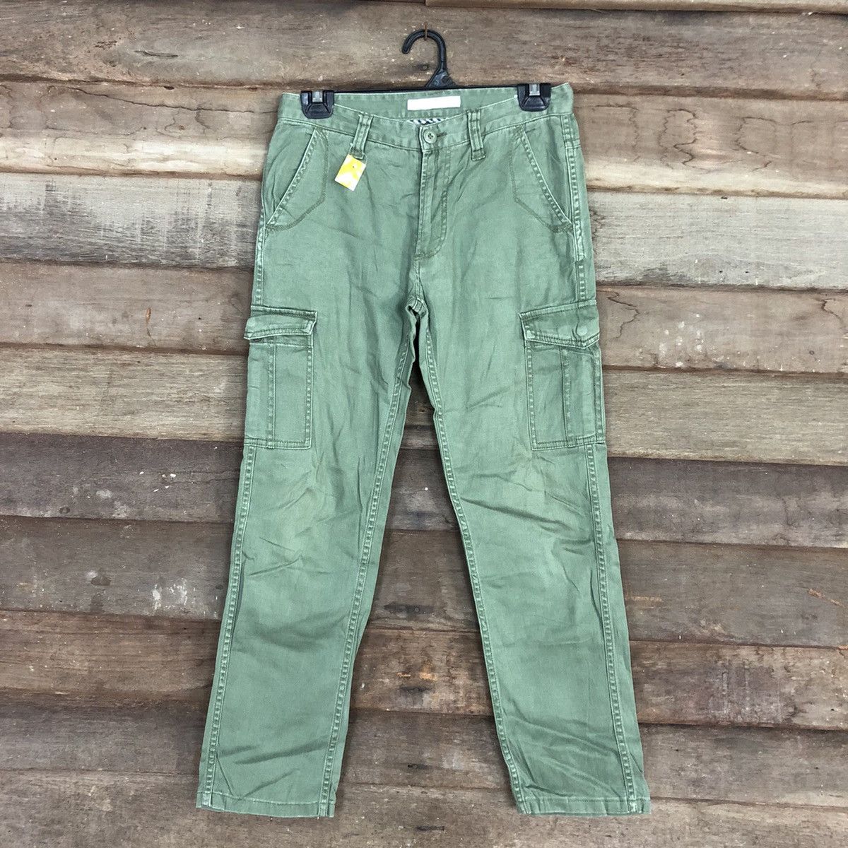 Japanese Brand Shuca Green Multipocket Cargo Pants #3373 Size US 26 / EU 42 - 1 Thumbnail