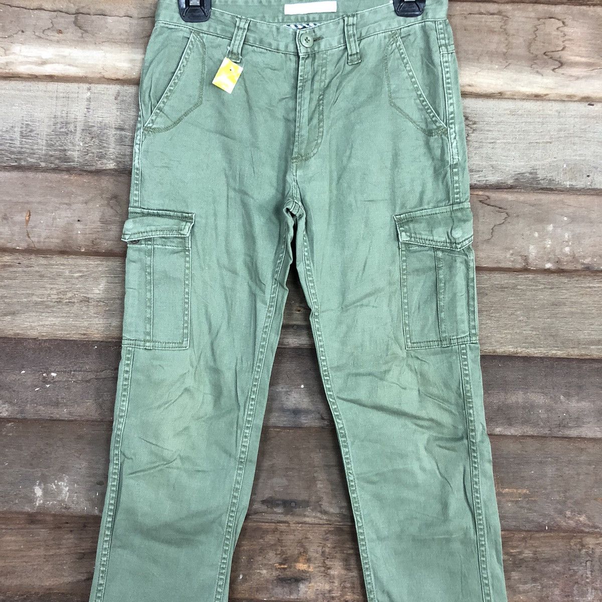 Japanese Brand Shuca Green Multipocket Cargo Pants #3373 Size US 26 / EU 42 - 4 Thumbnail