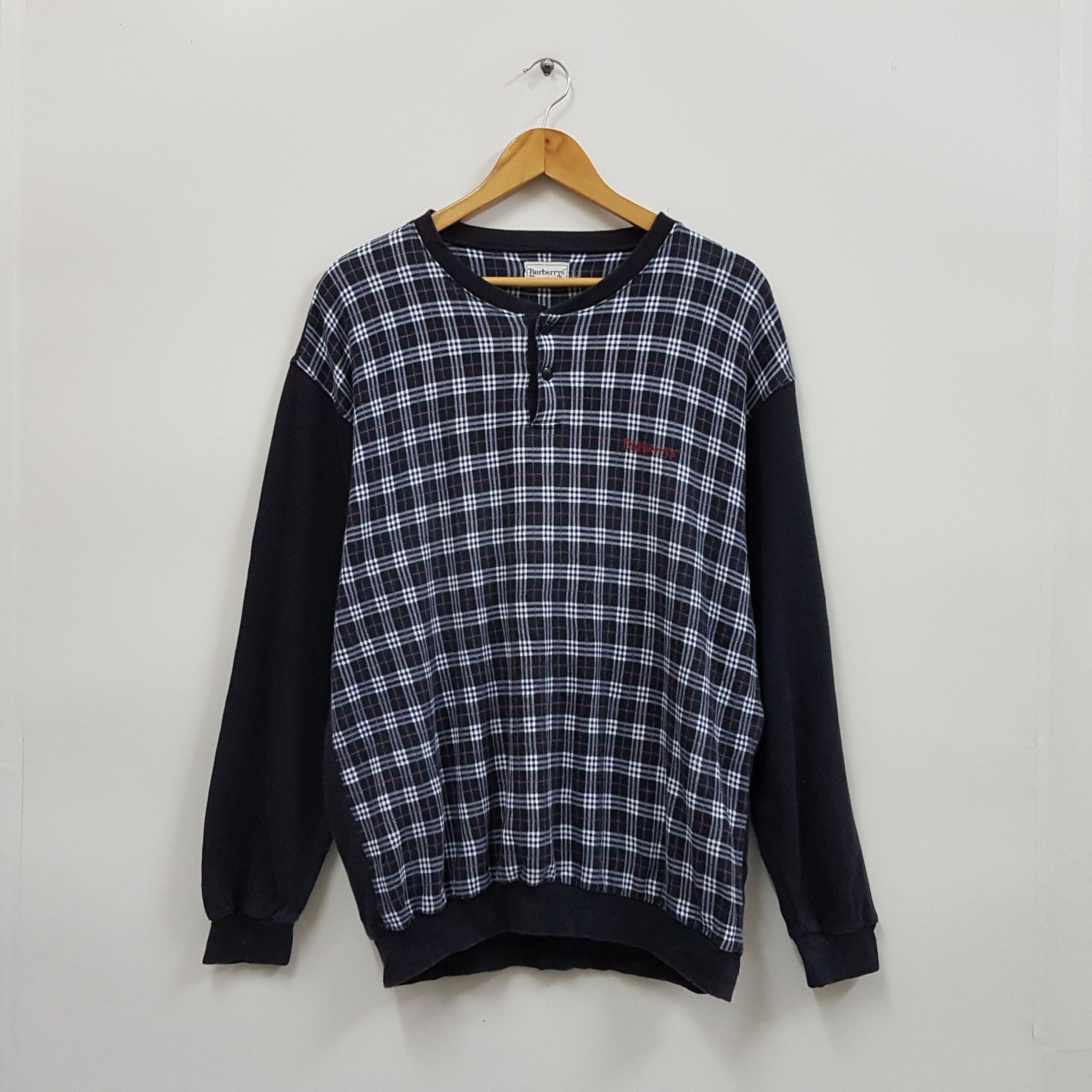 Burberry × Vintage Vintage BURBERRY nova check blue design sweatshirts Size US L / EU 52-54 / 3 - 1 Thumbnail