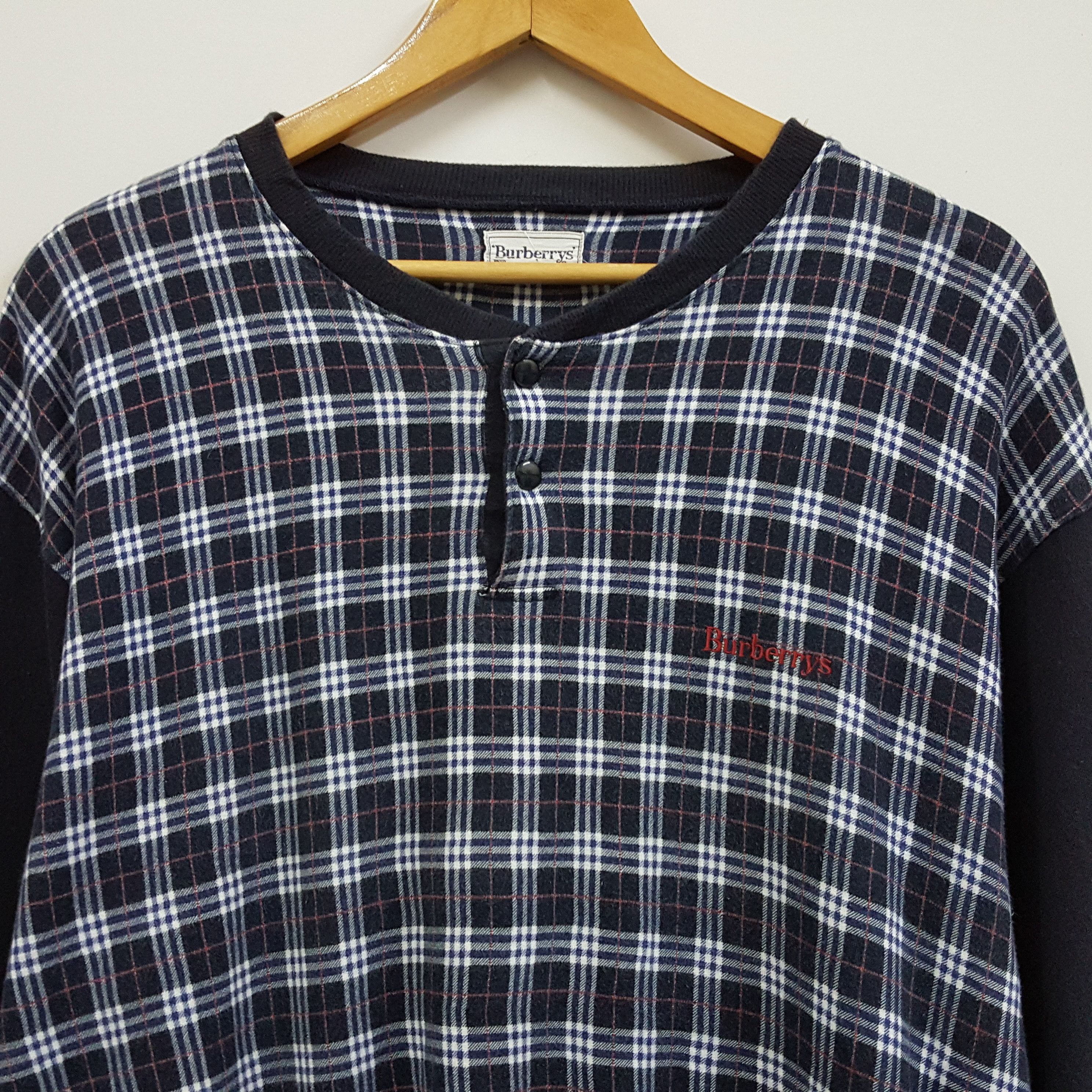 Burberry × Vintage Vintage BURBERRY nova check blue design sweatshirts Size US L / EU 52-54 / 3 - 3 Thumbnail