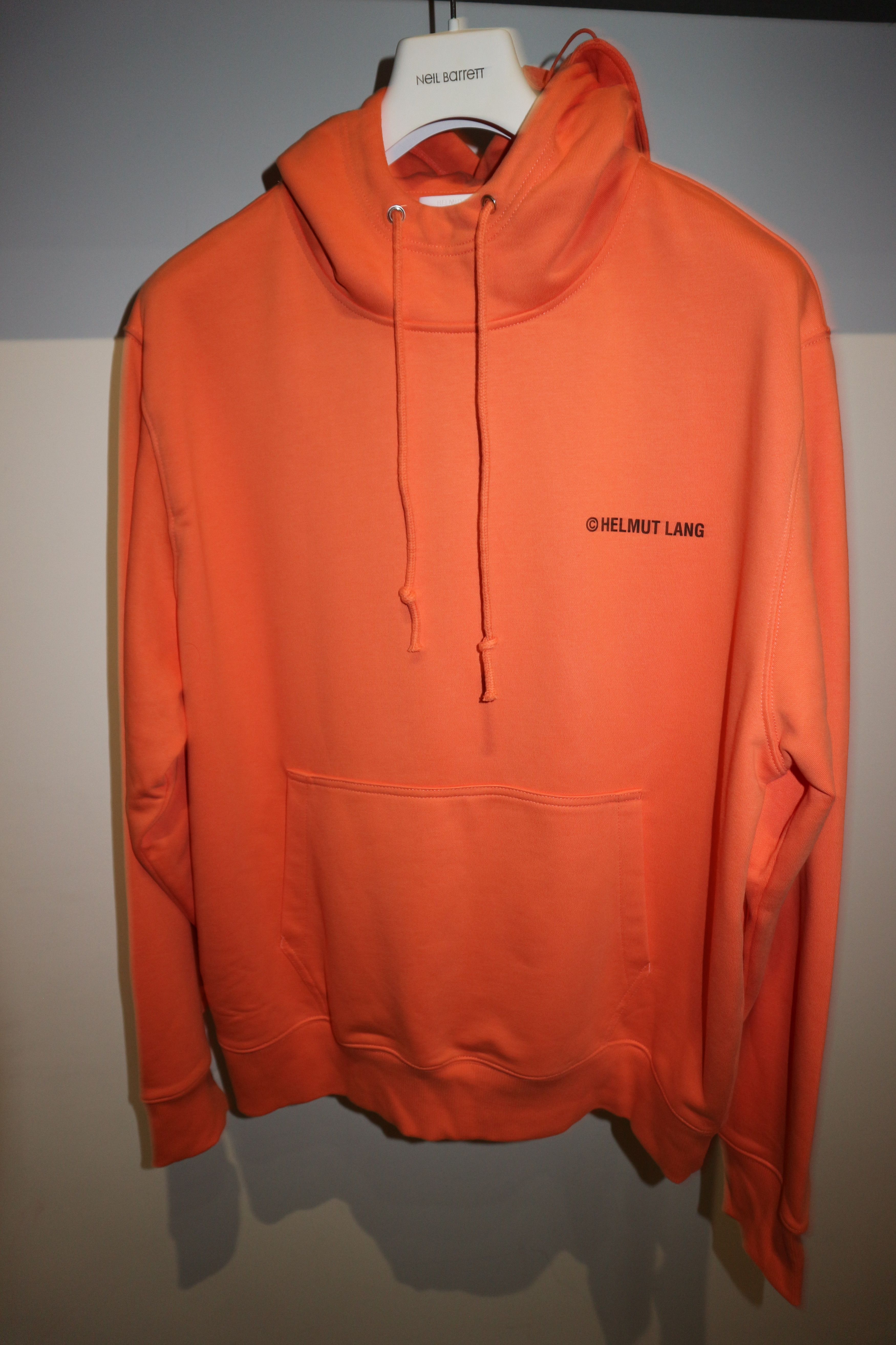 Pre-owned Helmut Lang Face Mask Logo Print Hoodie In Orange
