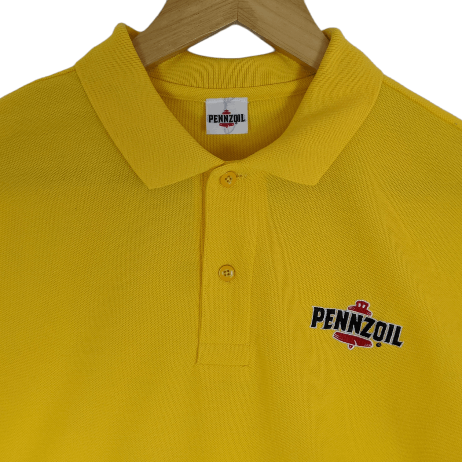 Japanese Brand Vintage 90's PENZOIL Yellow Polo Shirt Size US L / EU 52-54 / 3 - 4 Thumbnail
