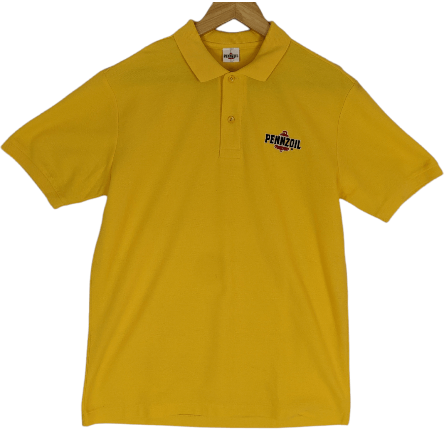 Japanese Brand Vintage 90's PENZOIL Yellow Polo Shirt Size US L / EU 52-54 / 3 - 2 Thumbnail