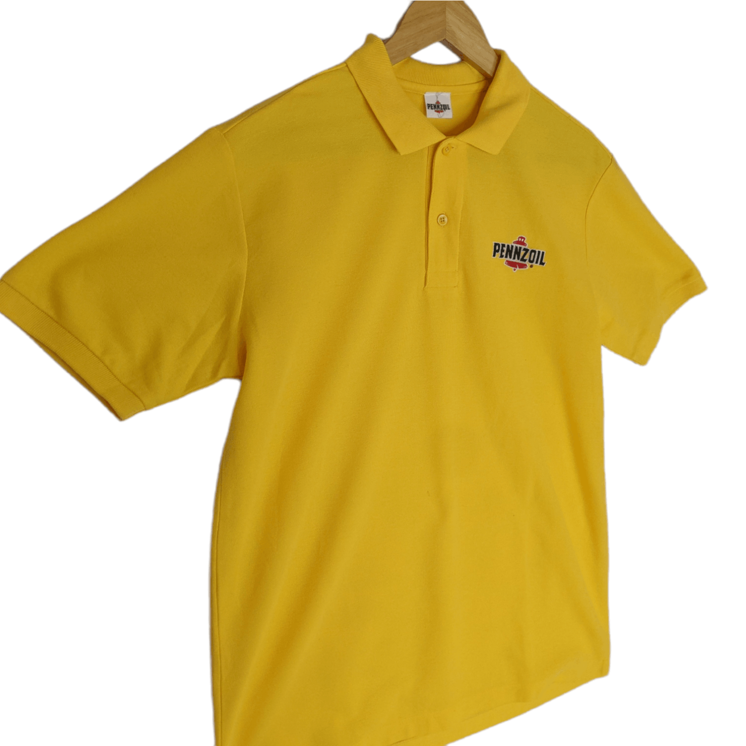 Japanese Brand Vintage 90's PENZOIL Yellow Polo Shirt Size US L / EU 52-54 / 3 - 3 Thumbnail