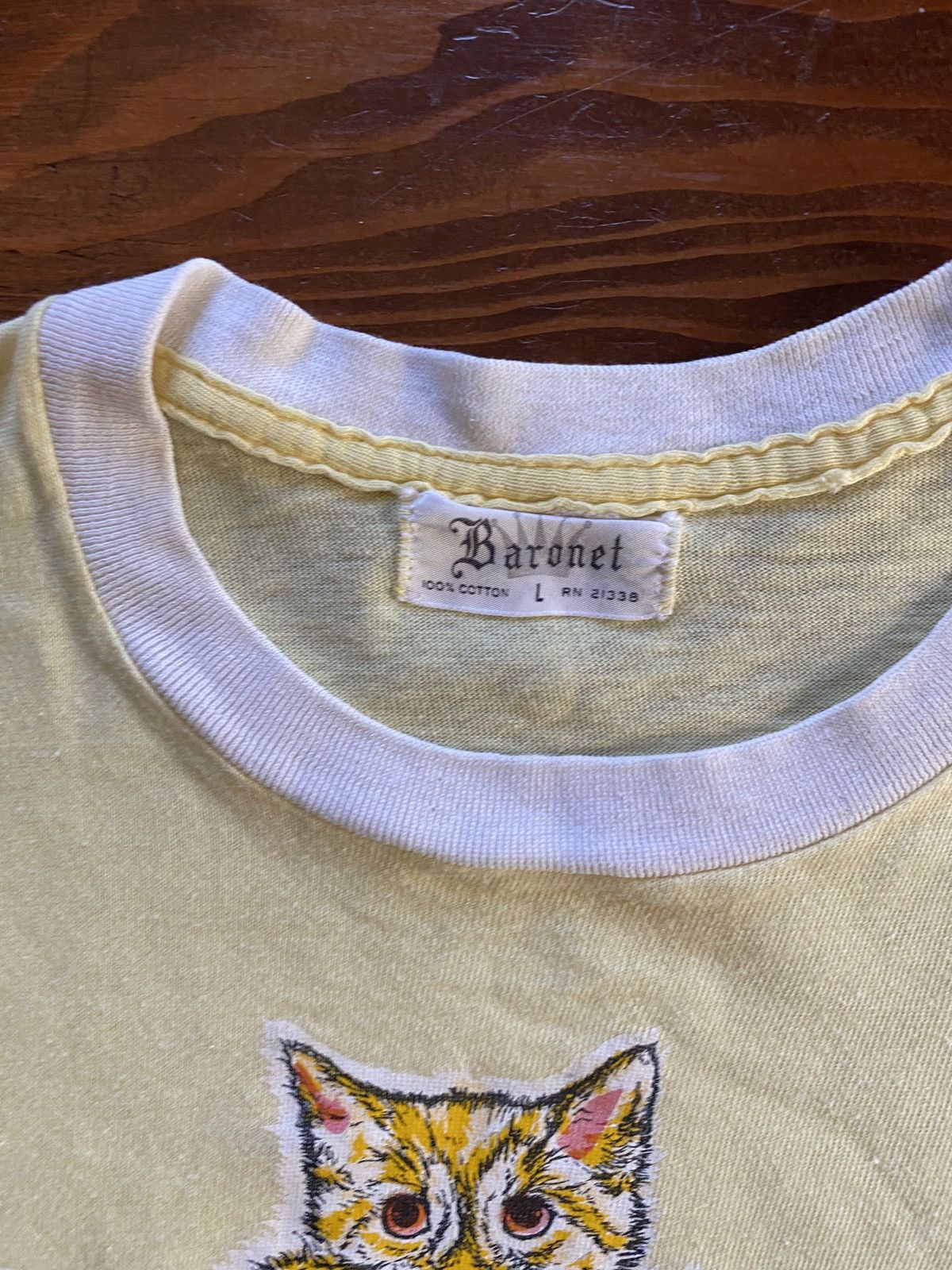 Vintage Vintage 60’s Cat Hang In There Baby Single Stitch Ringer Tee Size US M / EU 48-50 / 2 - 5 Thumbnail