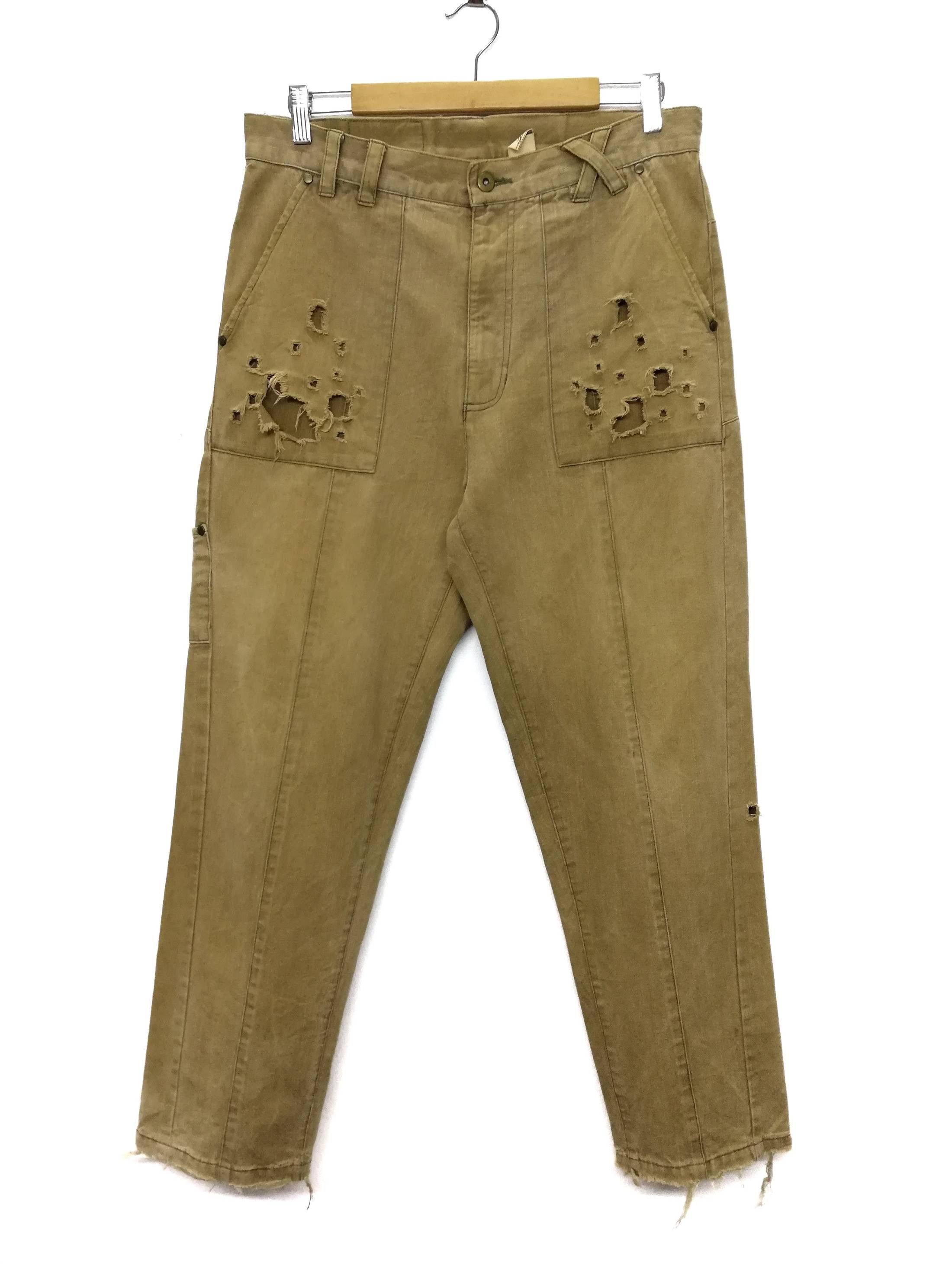 Designer × Japanese Brand 🔥Jsan Beige Distressed Jeans👖 Japanese Designer Cotton🔥 Size US 33 - 4 Thumbnail