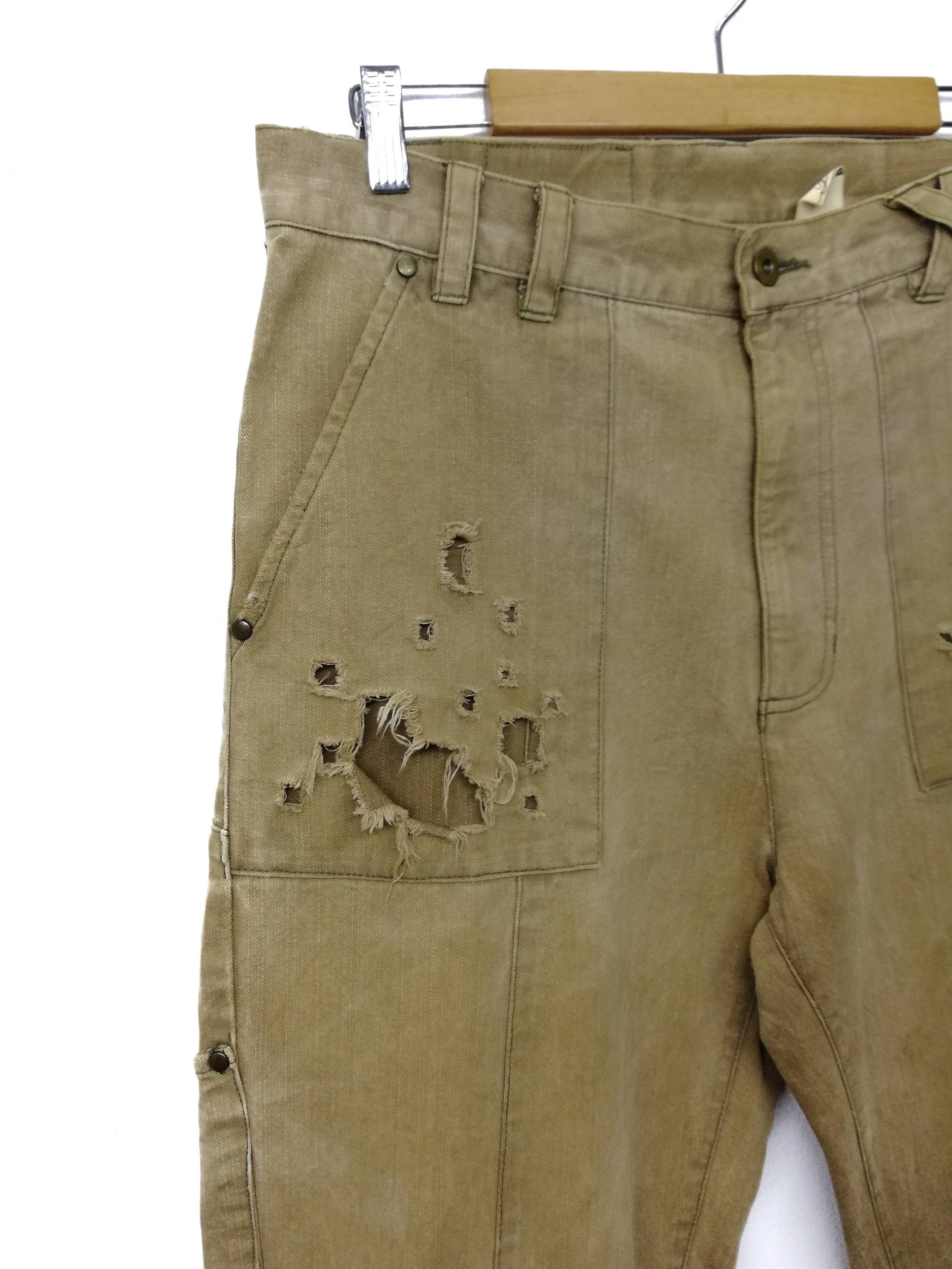 Designer × Japanese Brand 🔥Jsan Beige Distressed Jeans👖 Japanese Designer Cotton🔥 Size US 33 - 3 Thumbnail
