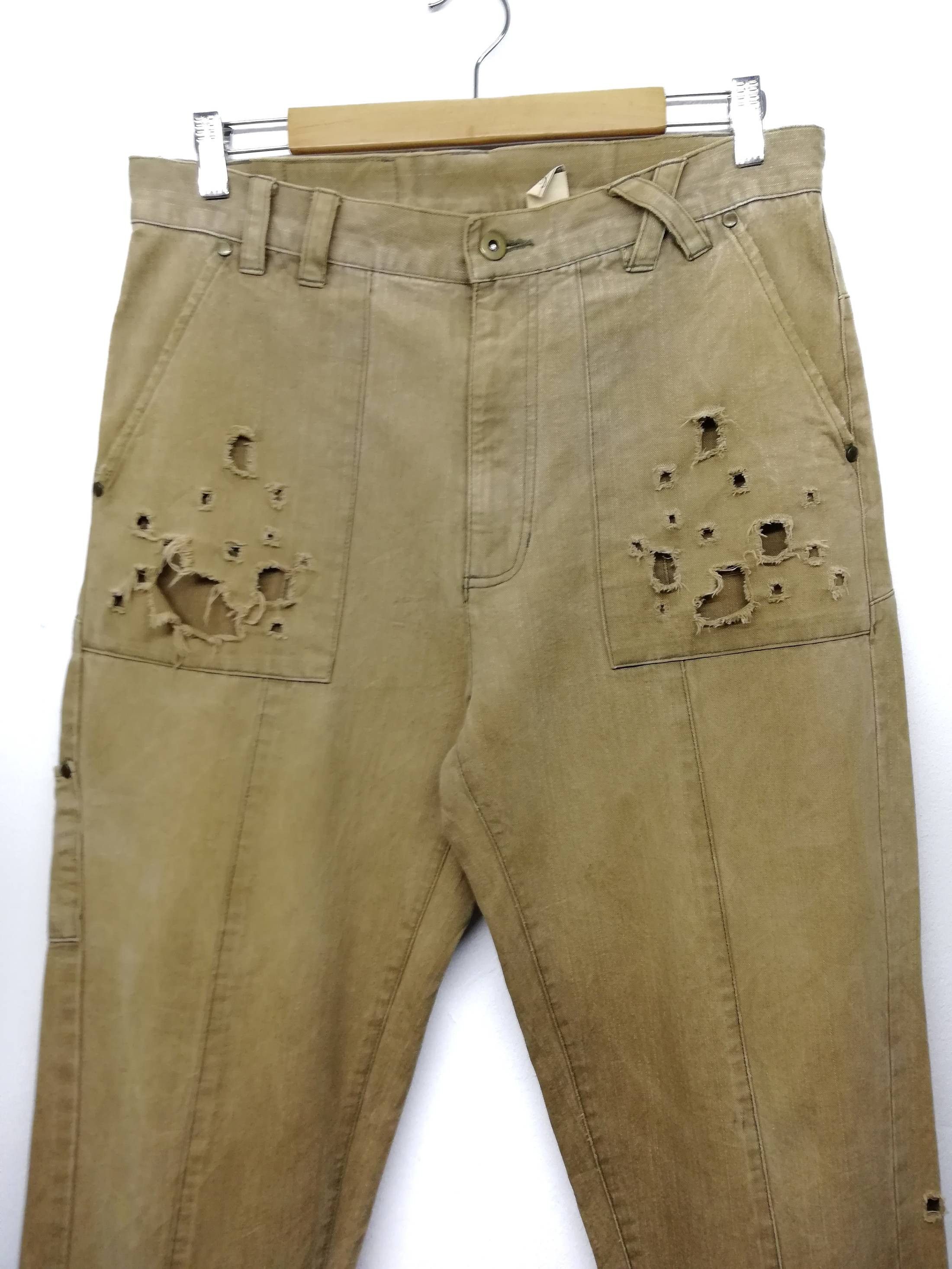 Designer × Japanese Brand 🔥Jsan Beige Distressed Jeans👖 Japanese Designer Cotton🔥 Size US 33 - 6 Thumbnail
