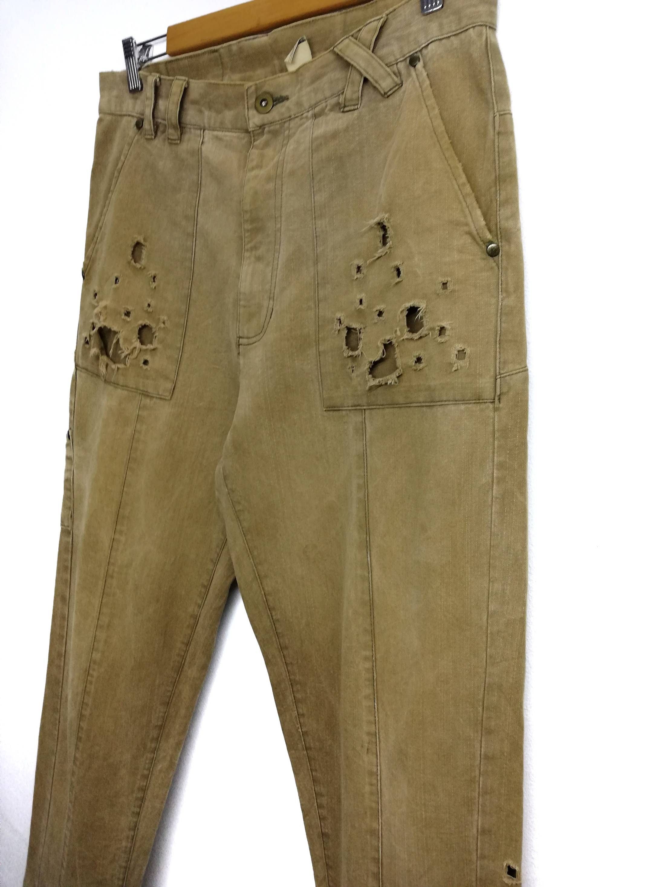 Designer × Japanese Brand 🔥Jsan Beige Distressed Jeans👖 Japanese Designer Cotton🔥 Size US 33 - 2 Thumbnail