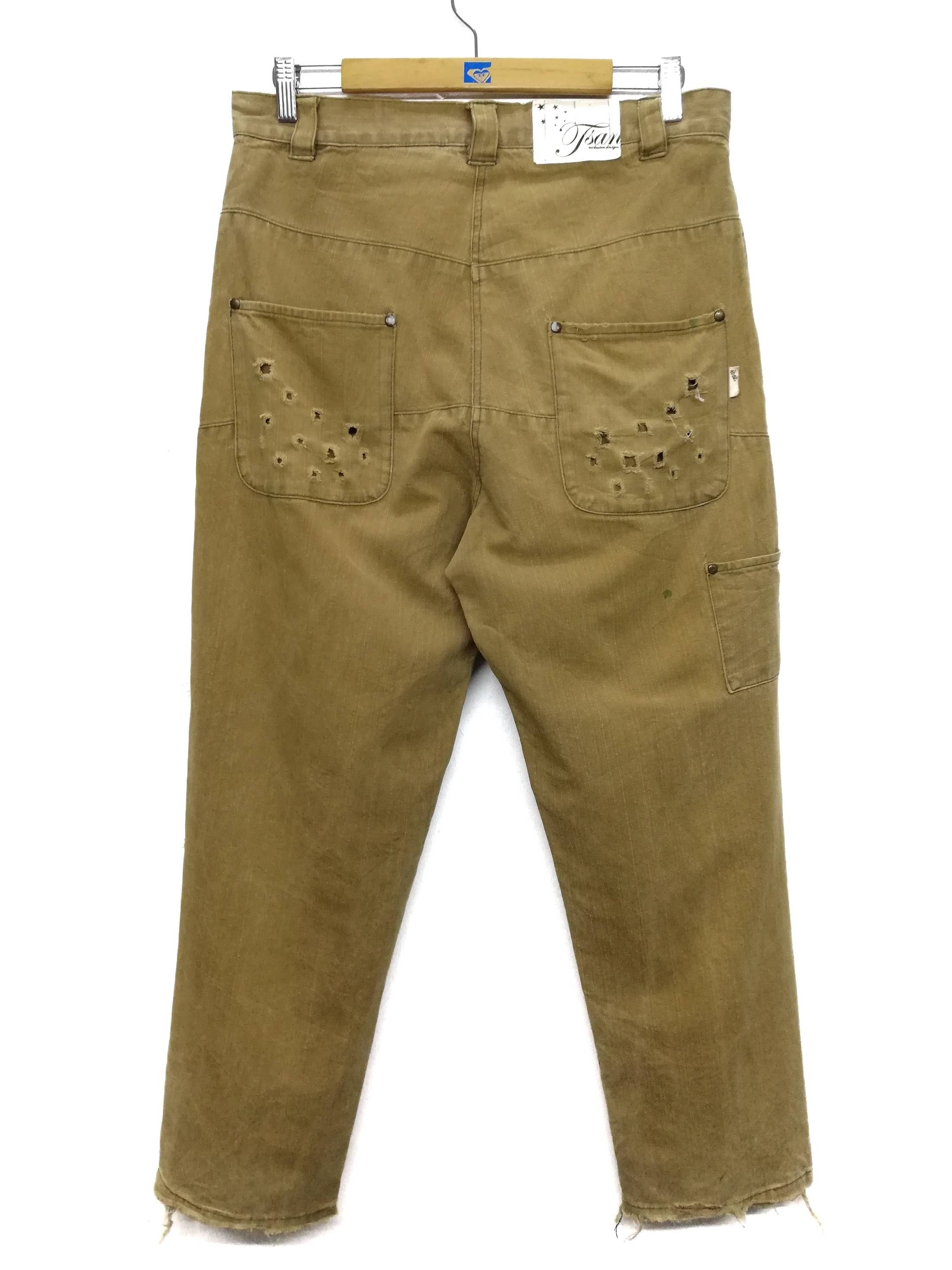 Designer × Japanese Brand 🔥Jsan Beige Distressed Jeans👖 Japanese Designer Cotton🔥 Size US 33 - 14 Thumbnail