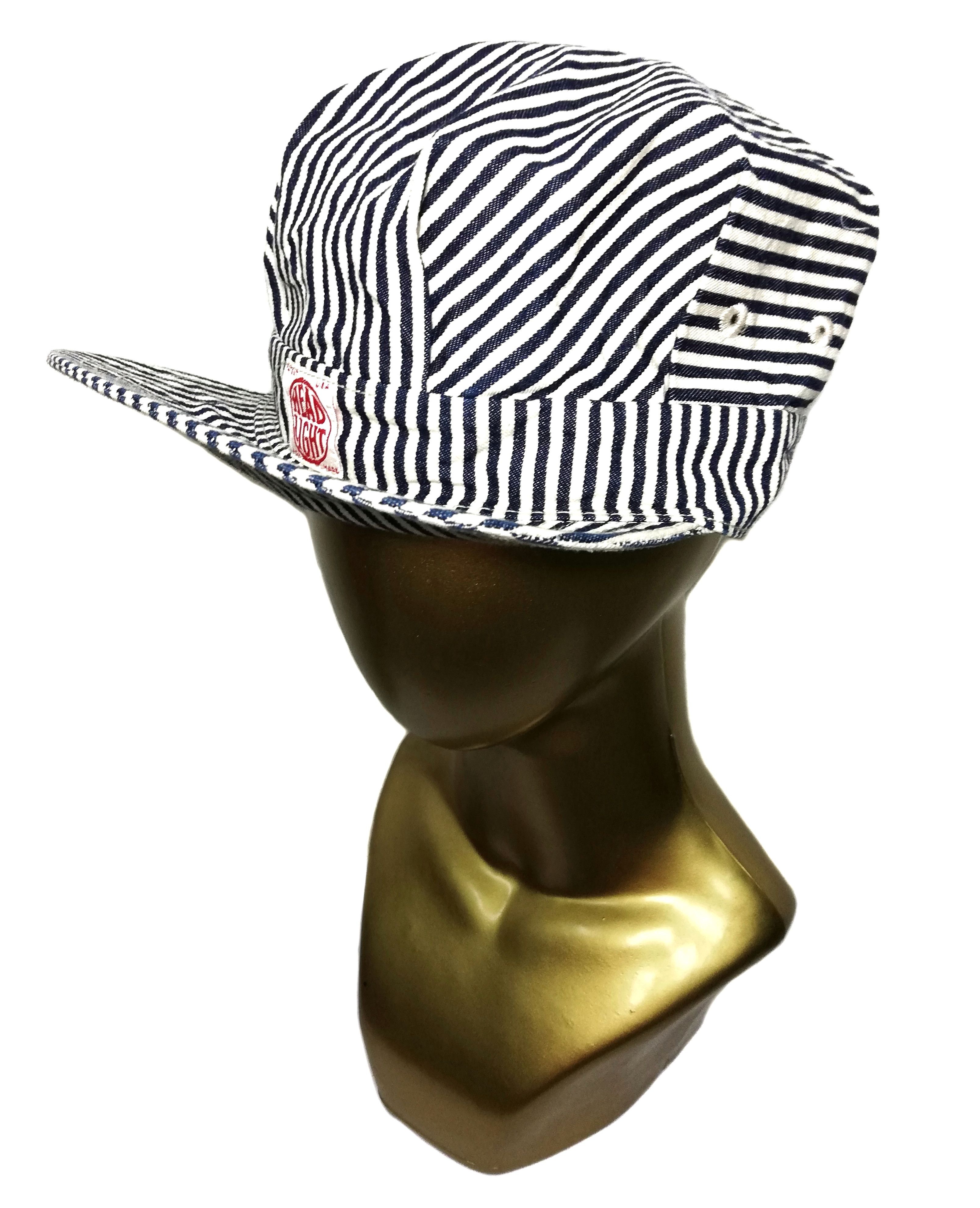 Handmade × Toyo Enterprises 🔥20's/30's Style Hickory Worker Railway Striped Denim Cap Size ONE SIZE - 11 Thumbnail