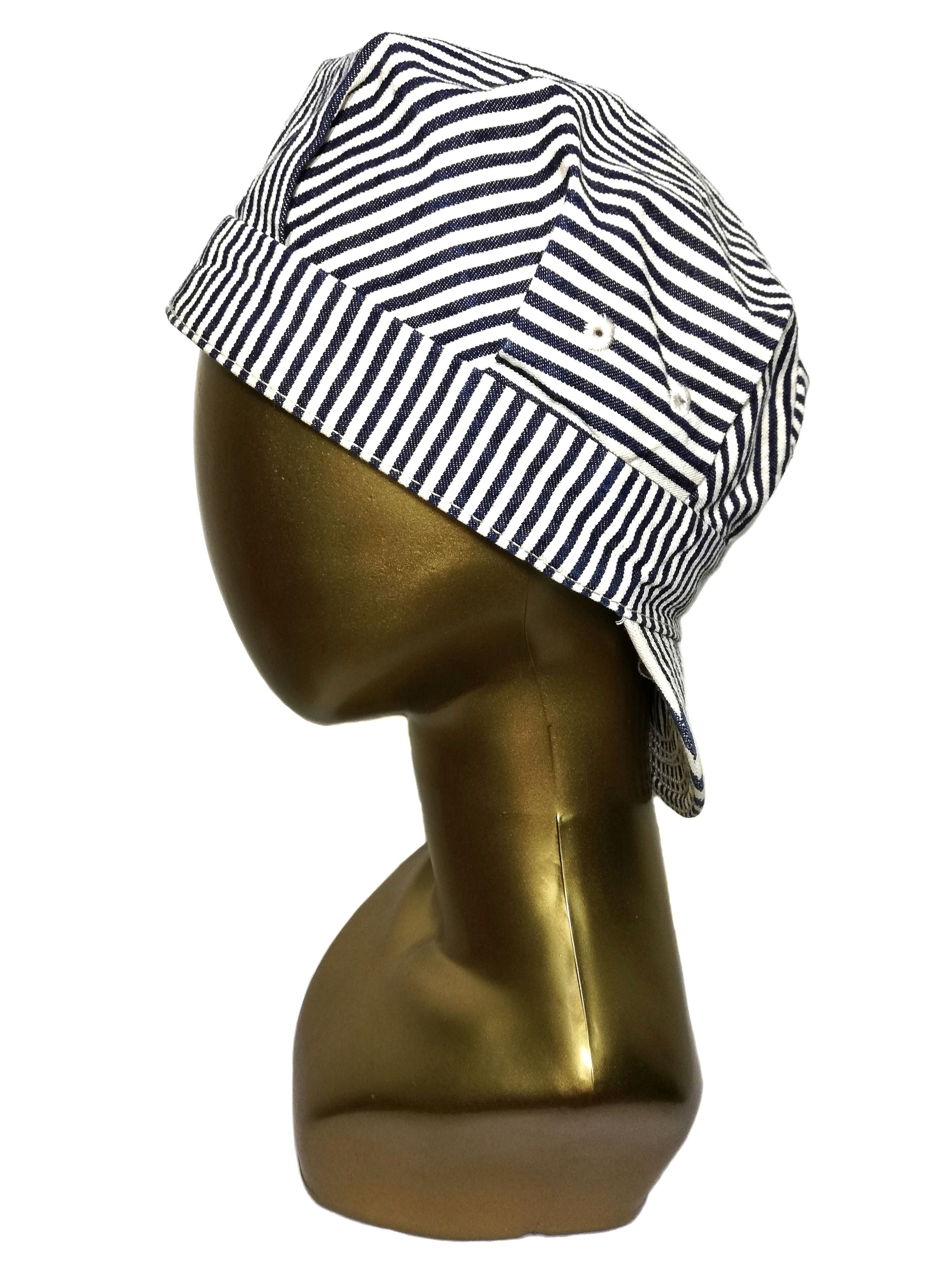 Handmade × Toyo Enterprises 🔥20's/30's Style Hickory Worker Railway Striped Denim Cap Size ONE SIZE - 8 Thumbnail