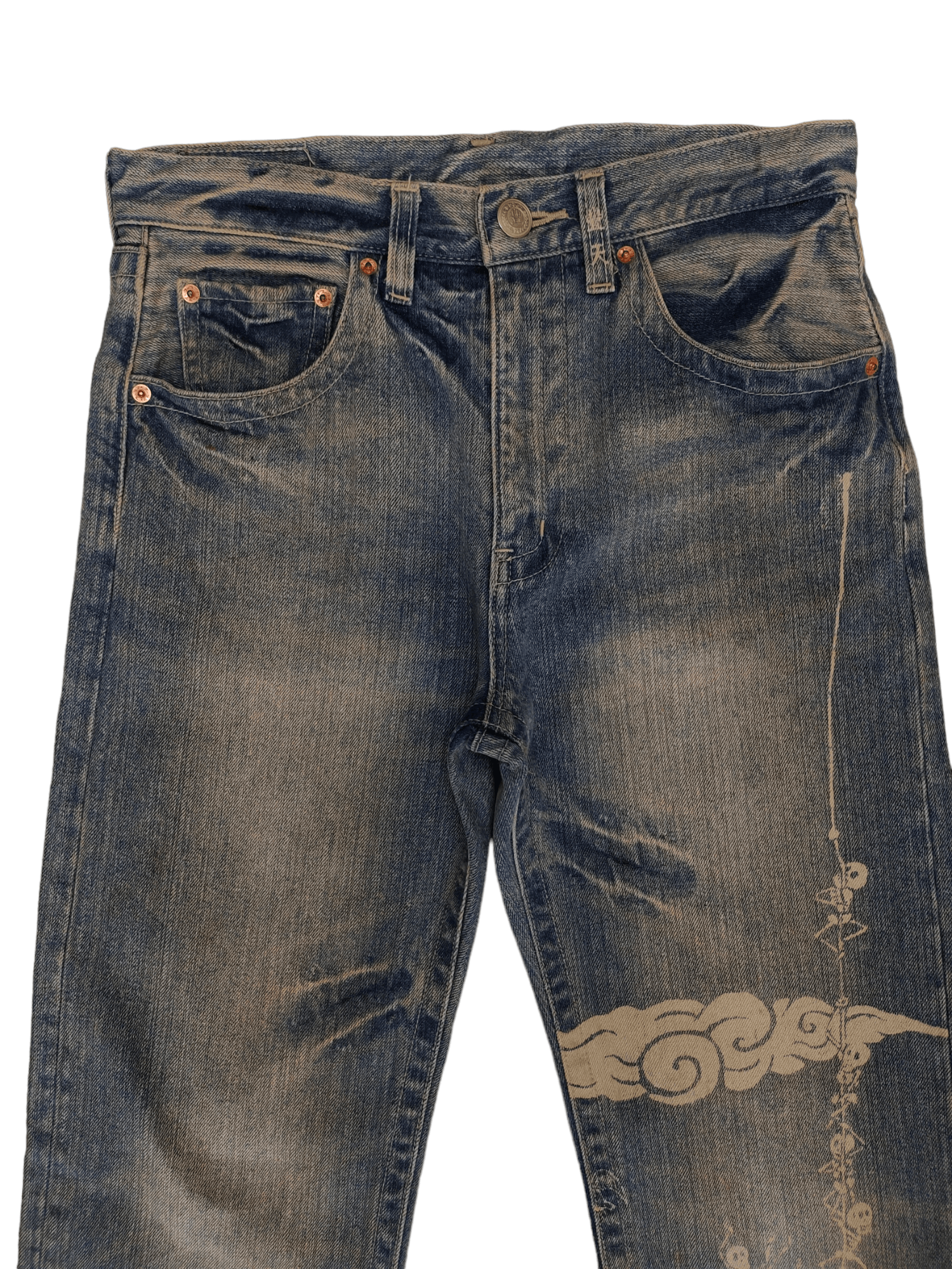 Karakuri Tamashii Japanese Skulls Print Jeans Sukajan Karakuri Tamashi Size US 31 - 2 Thumbnail