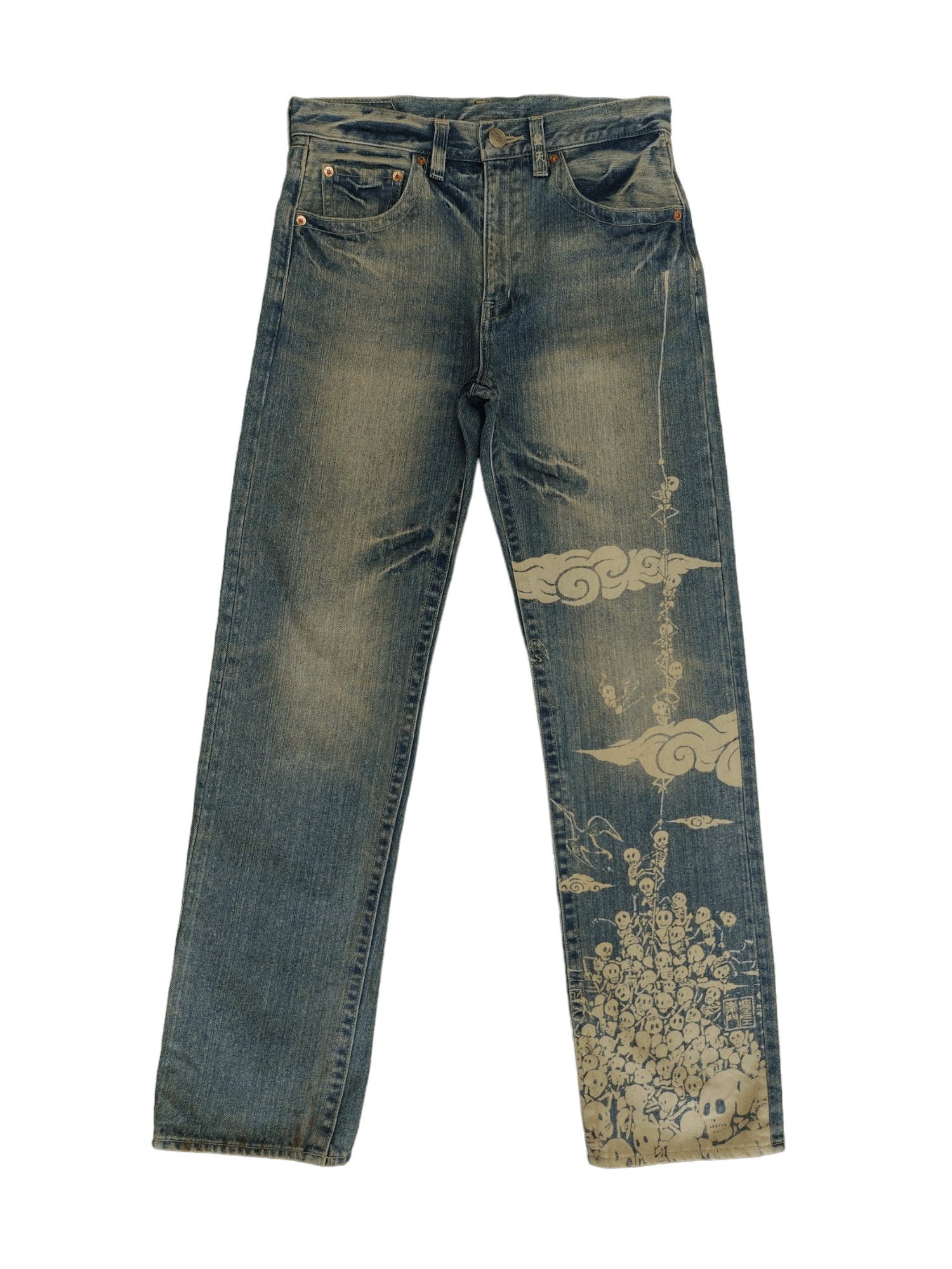 Karakuri Tamashii Japanese Skulls Print Jeans Sukajan Karakuri Tamashi Size US 31 - 1 Thumbnail