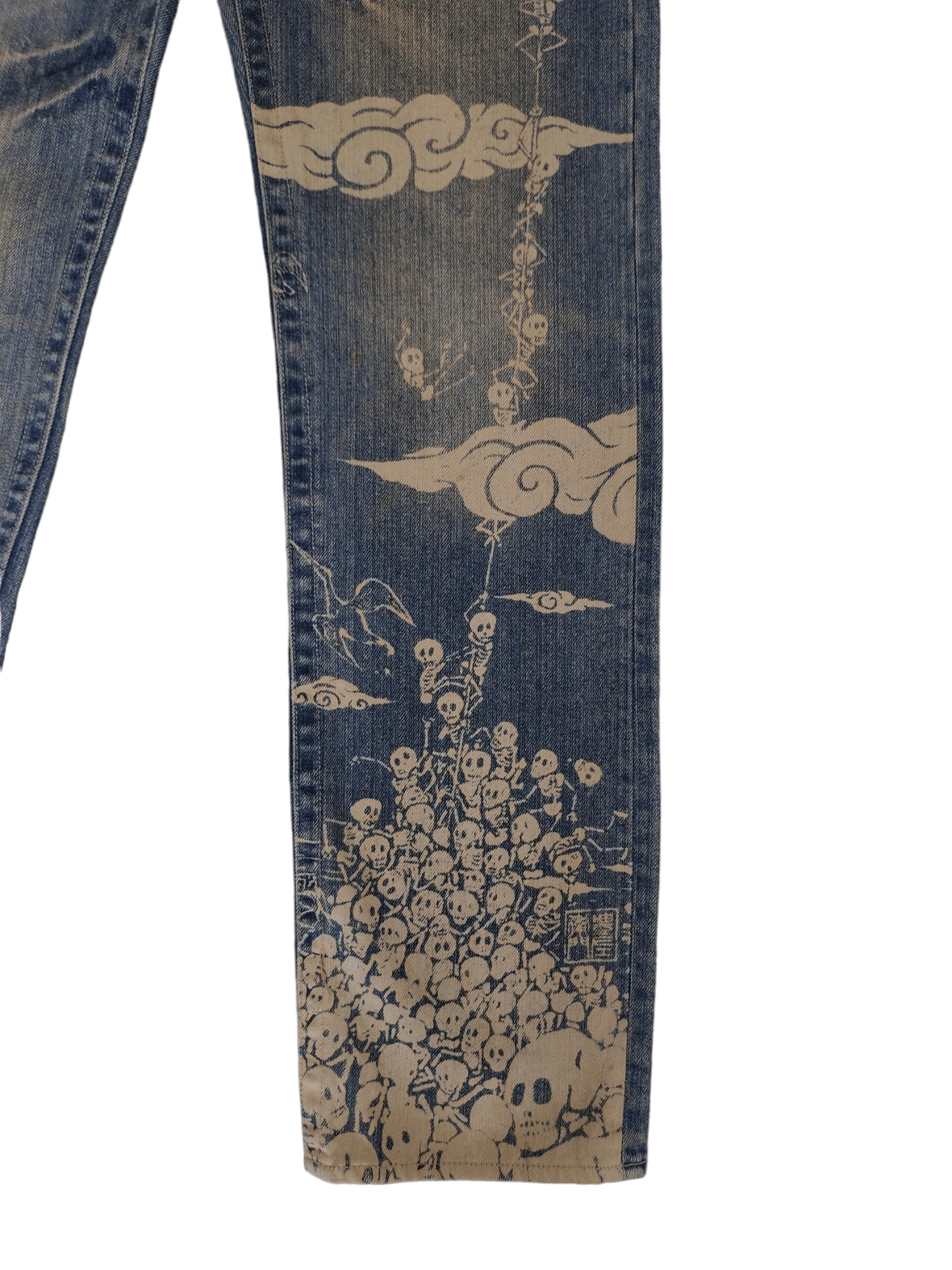 Karakuri Tamashii Japanese Skulls Print Jeans Sukajan Karakuri Tamashi Size US 31 - 5 Thumbnail