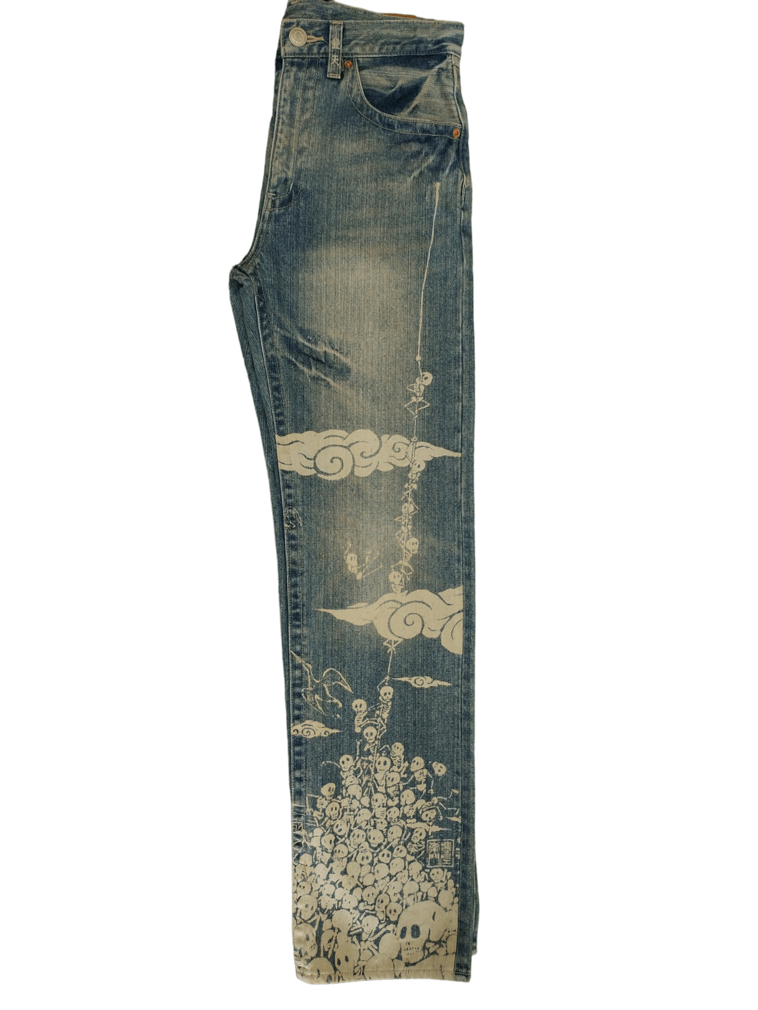 Karakuri Tamashii Japanese Skulls Print Jeans Sukajan Karakuri Tamashi Size US 31 - 7 Thumbnail