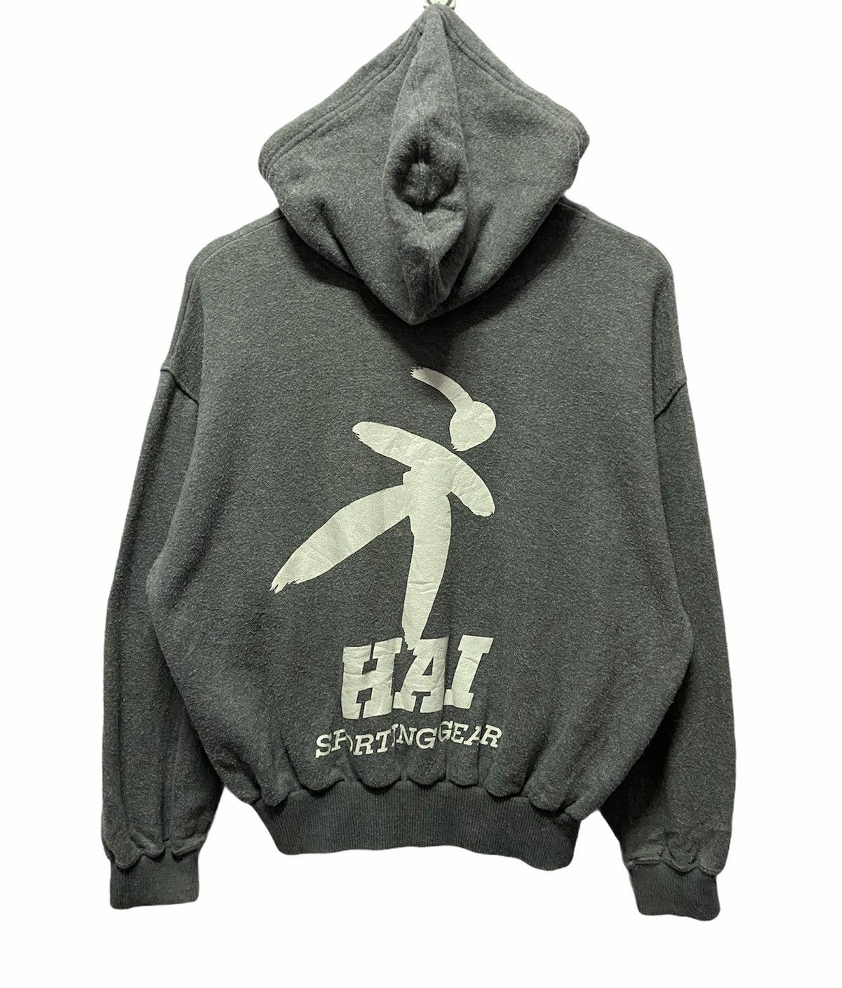 image of Hai Sporting Gear x Issey Miyake Hi Sporting Gear Issey Miyake Big Logo Hoodie in Grey (Size Medium