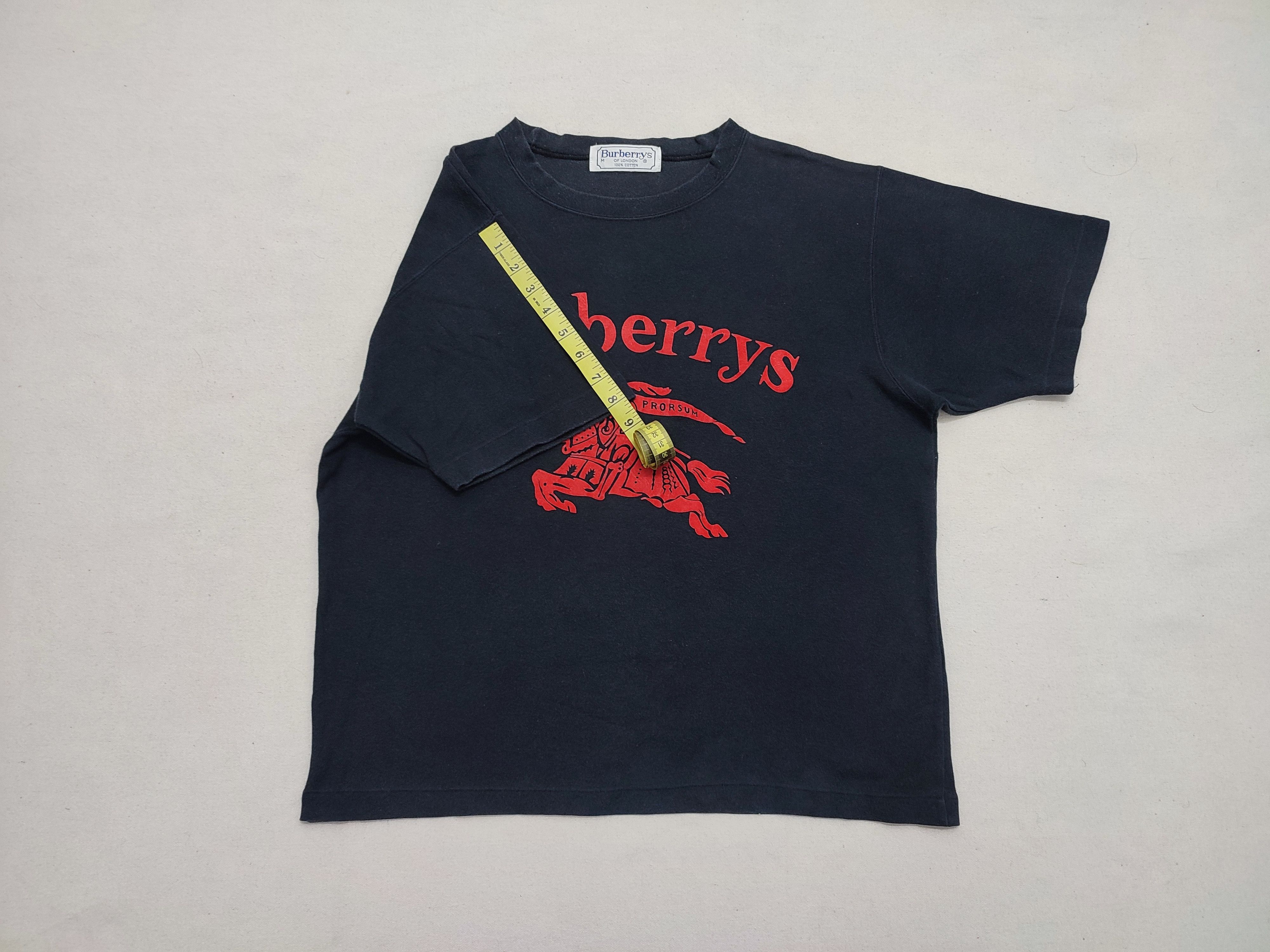 Burberry 1980s Cropped Style Burberrys Big Logo Tee Size US M / EU 48-50 / 2 - 5 Thumbnail