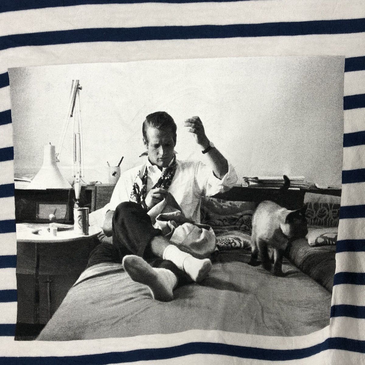 Vintage × Zara Rare Zara Man X Paul Newman Big Potrait Stripes Tee Size US S / EU 44-46 / 1 - 2 Thumbnail