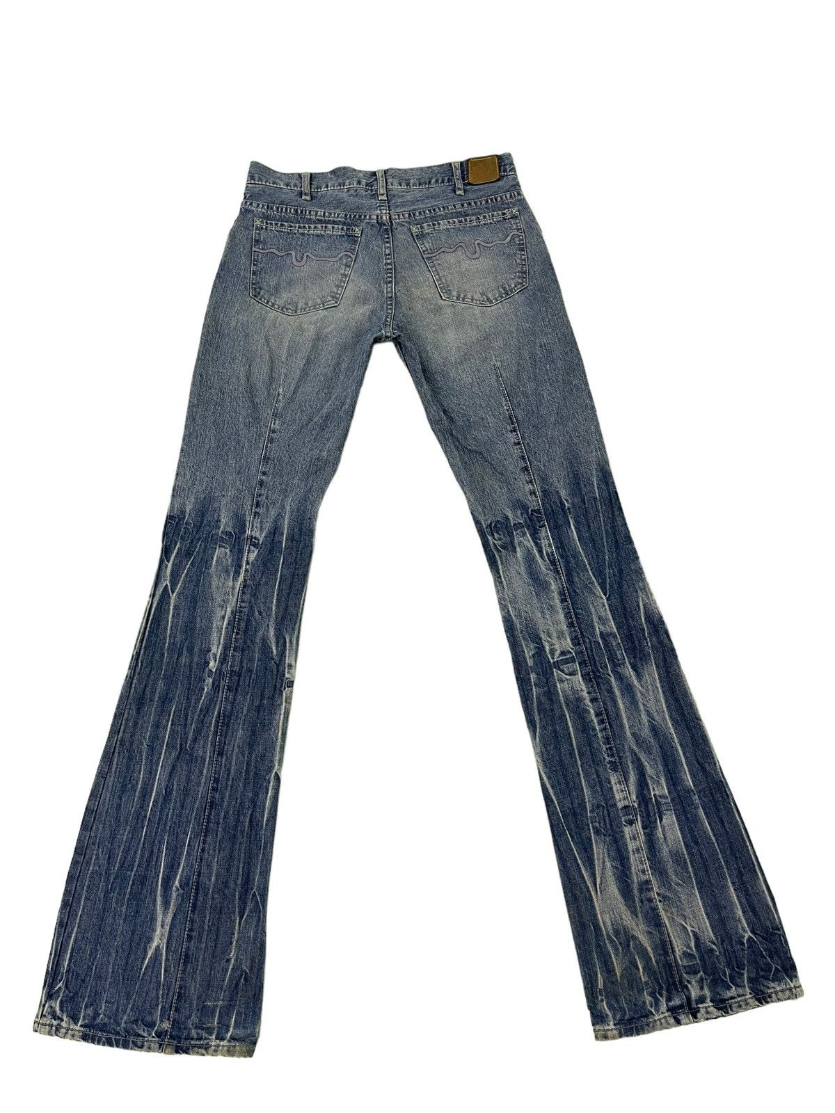 Japanese Brand Flare Jeans London Denim Acid Wash Low Rise Boot Cut 4🟦4 Size US 31 - 2 Thumbnail
