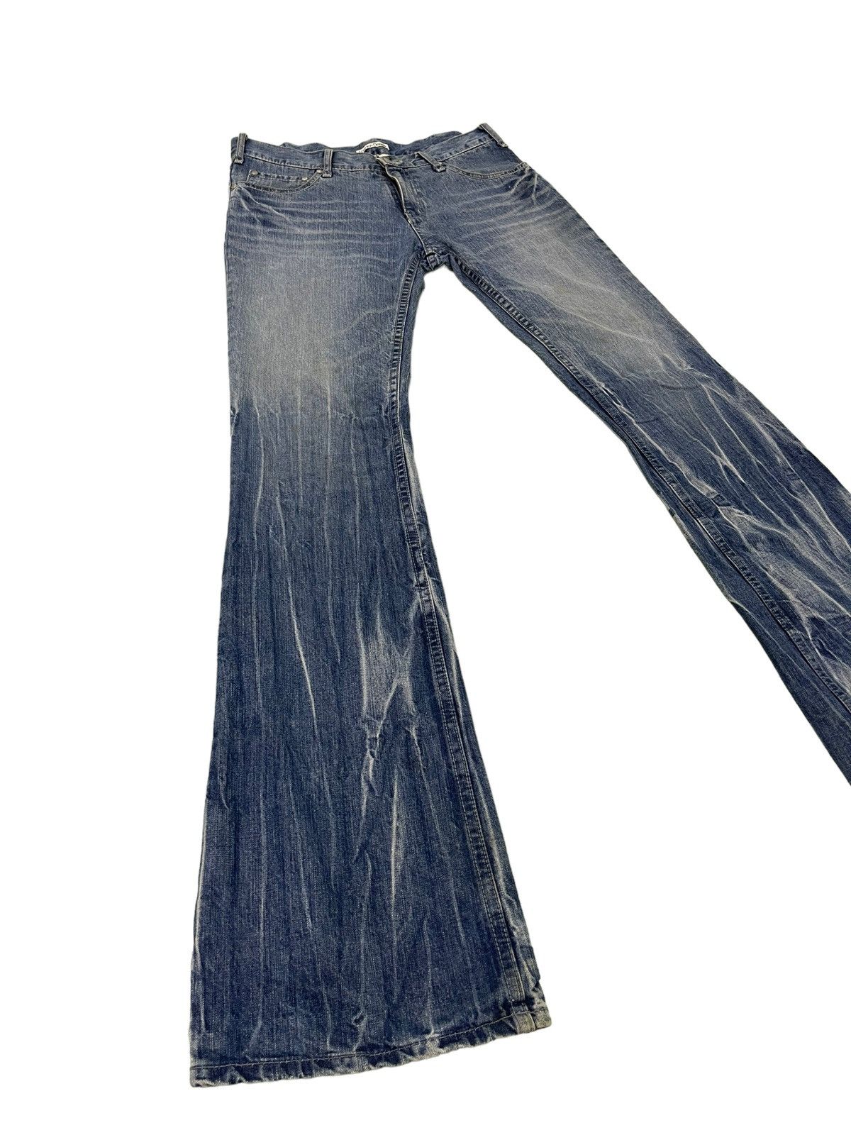 Japanese Brand Flare Jeans London Denim Acid Wash Low Rise Boot Cut 4🟦4 Size US 31 - 12 Thumbnail