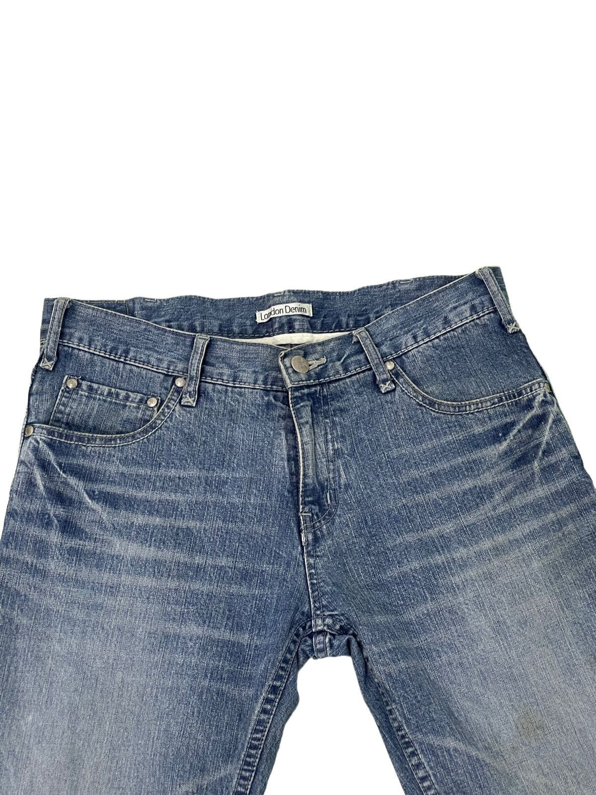 Japanese Brand Flare Jeans London Denim Acid Wash Low Rise Boot Cut 4🟦4 Size US 31 - 20 Thumbnail