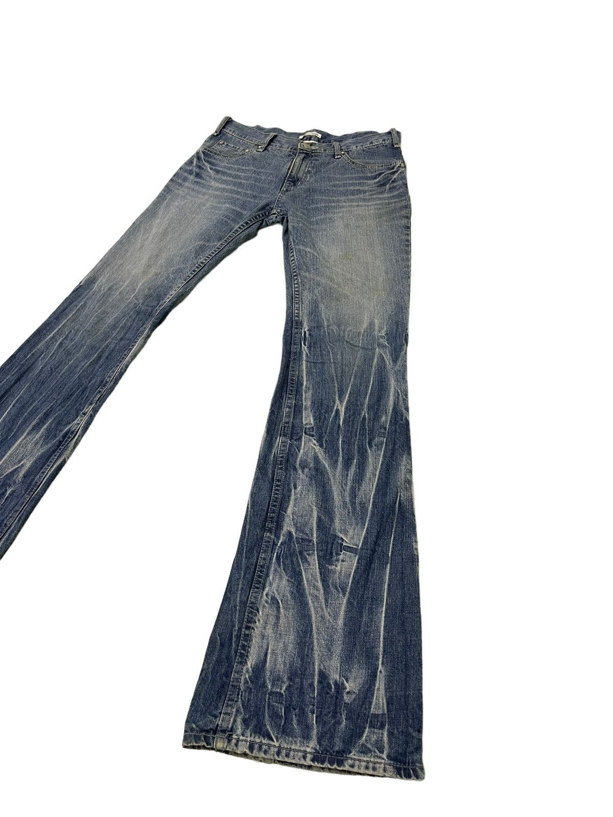 Japanese Brand Flare Jeans London Denim Acid Wash Low Rise Boot Cut 4🟦4 Size US 31 - 13 Thumbnail